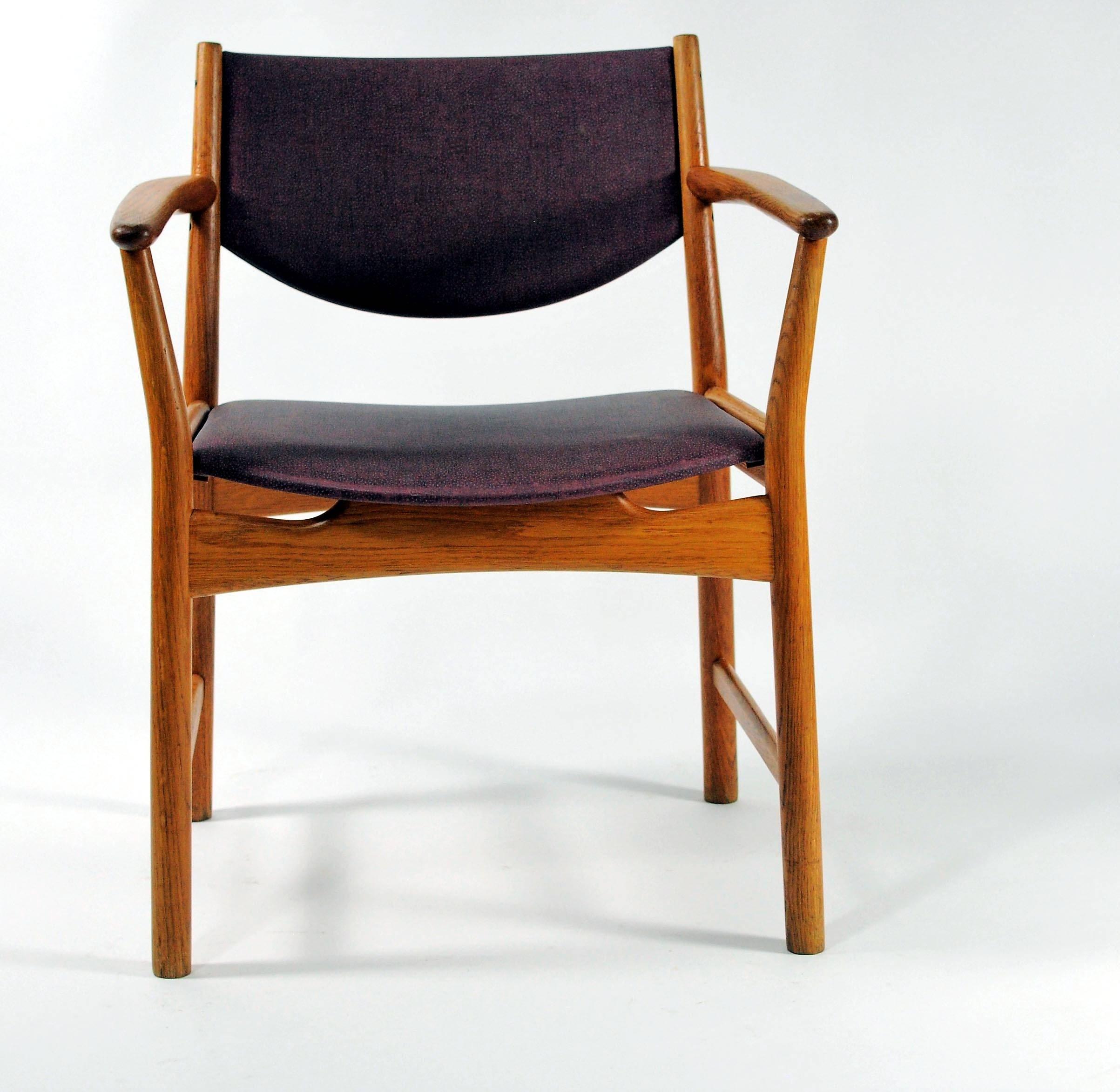 Scandinavian Modern 1960s Three Aksel Bender Madsen, Ejnar Larsen Oak Armchairs, Inc. Reupholstery For Sale