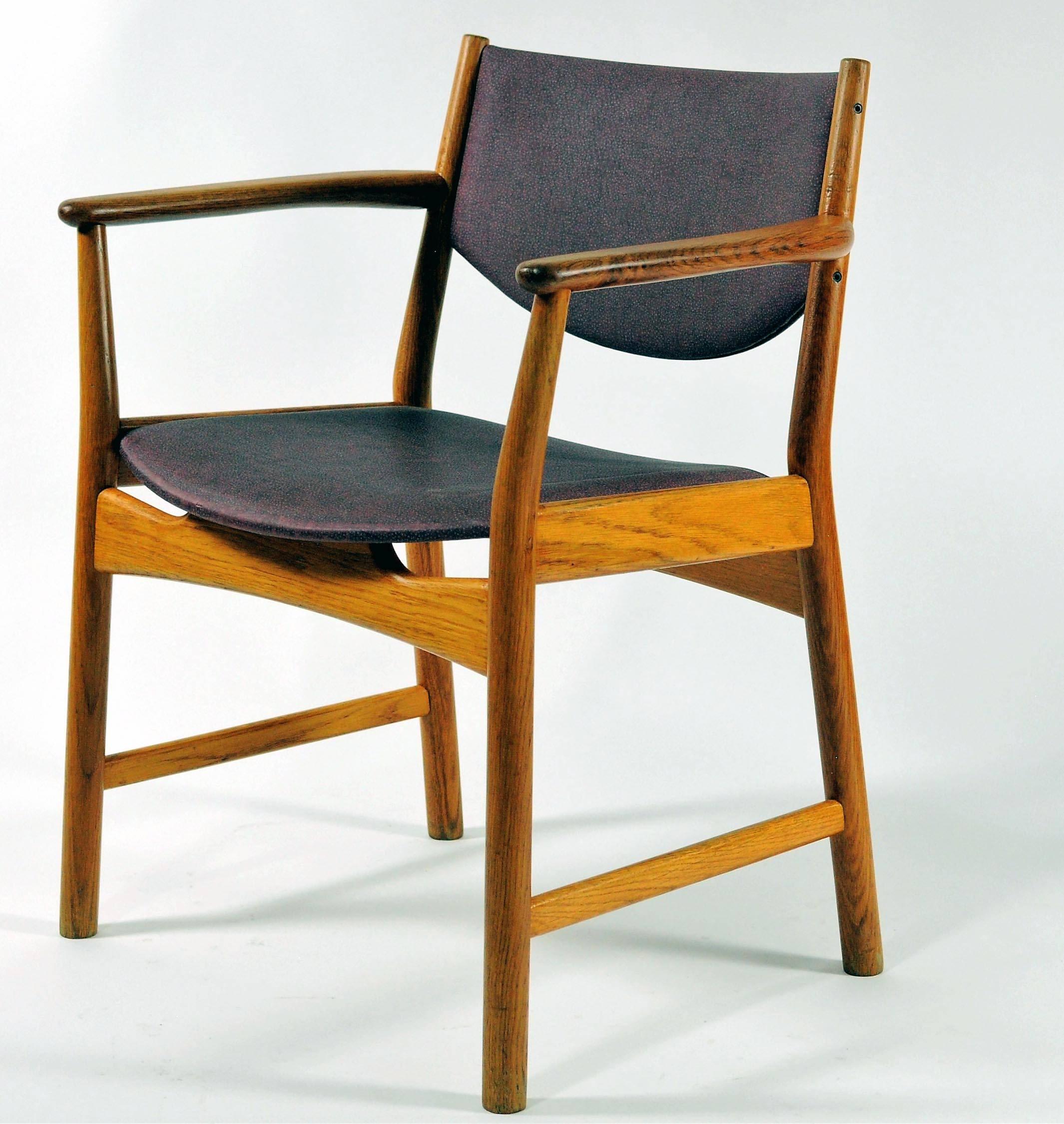 Danish 1960s Three Aksel Bender Madsen, Ejnar Larsen Oak Armchairs, Inc. Reupholstery For Sale