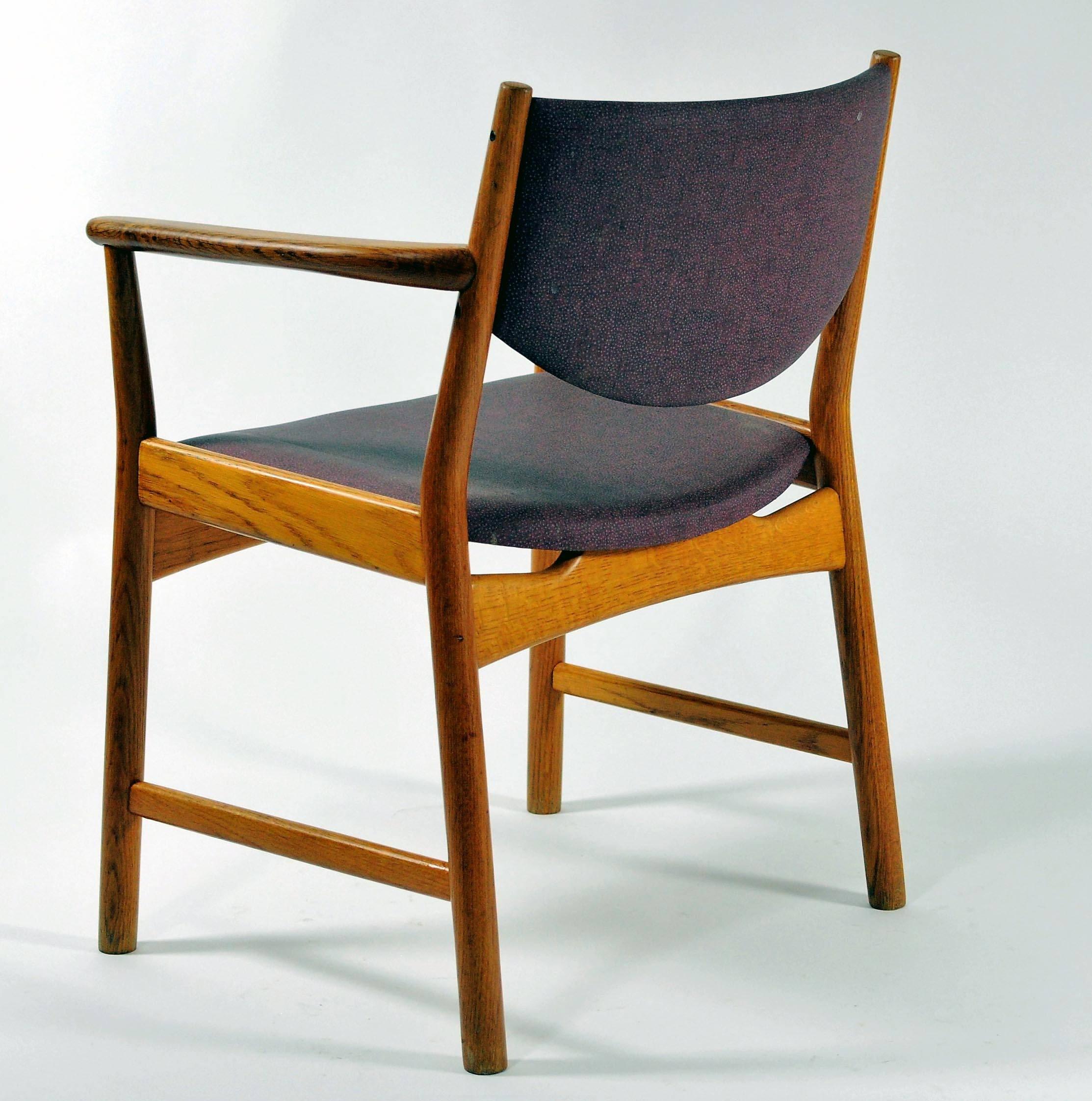 Mid-20th Century 1960s Three Aksel Bender Madsen, Ejnar Larsen Oak Armchairs, Inc. Reupholstery For Sale