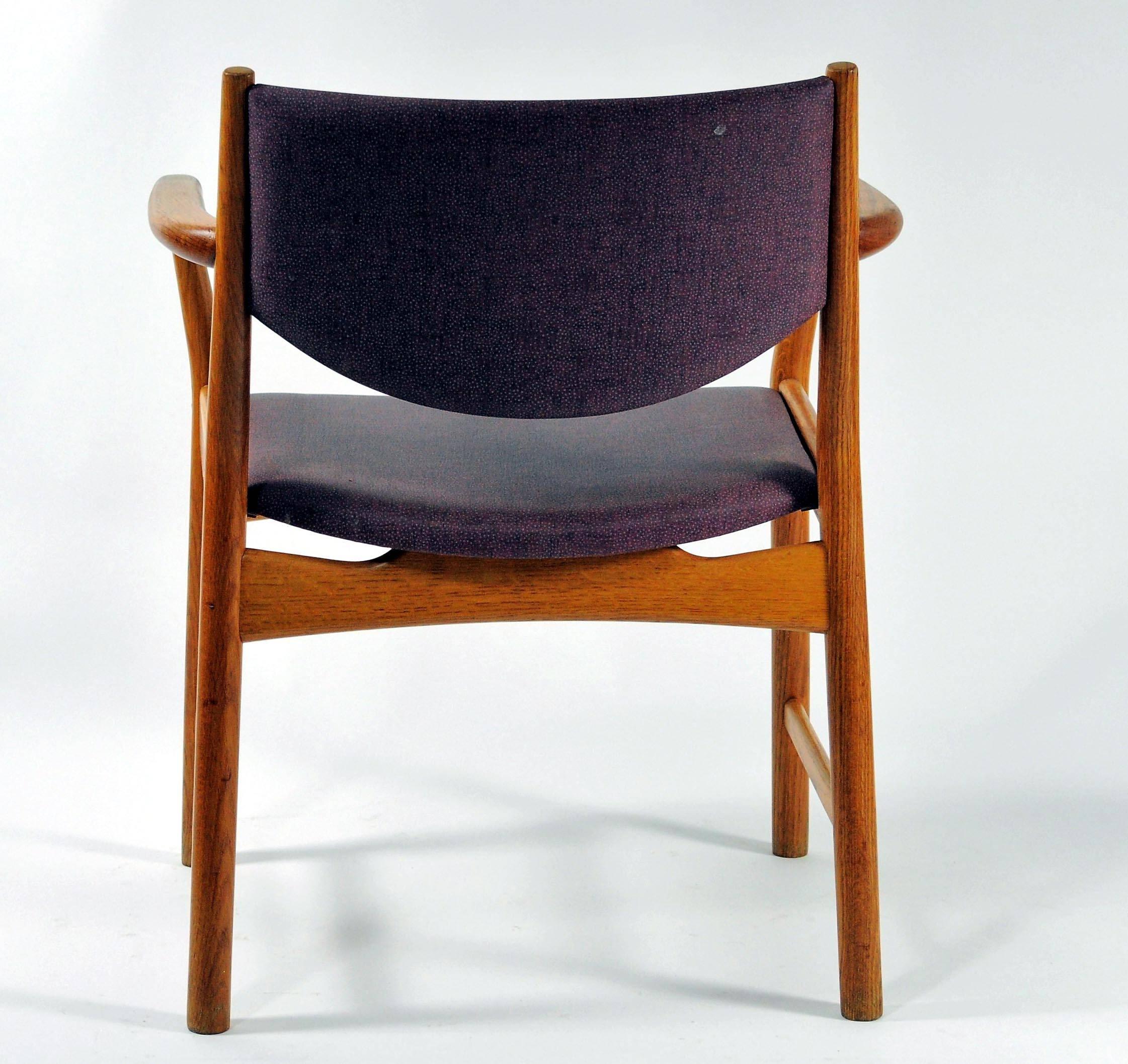 1960s Three Aksel Bender Madsen, Ejnar Larsen Oak Armchairs, Inc. Reupholstery For Sale 1