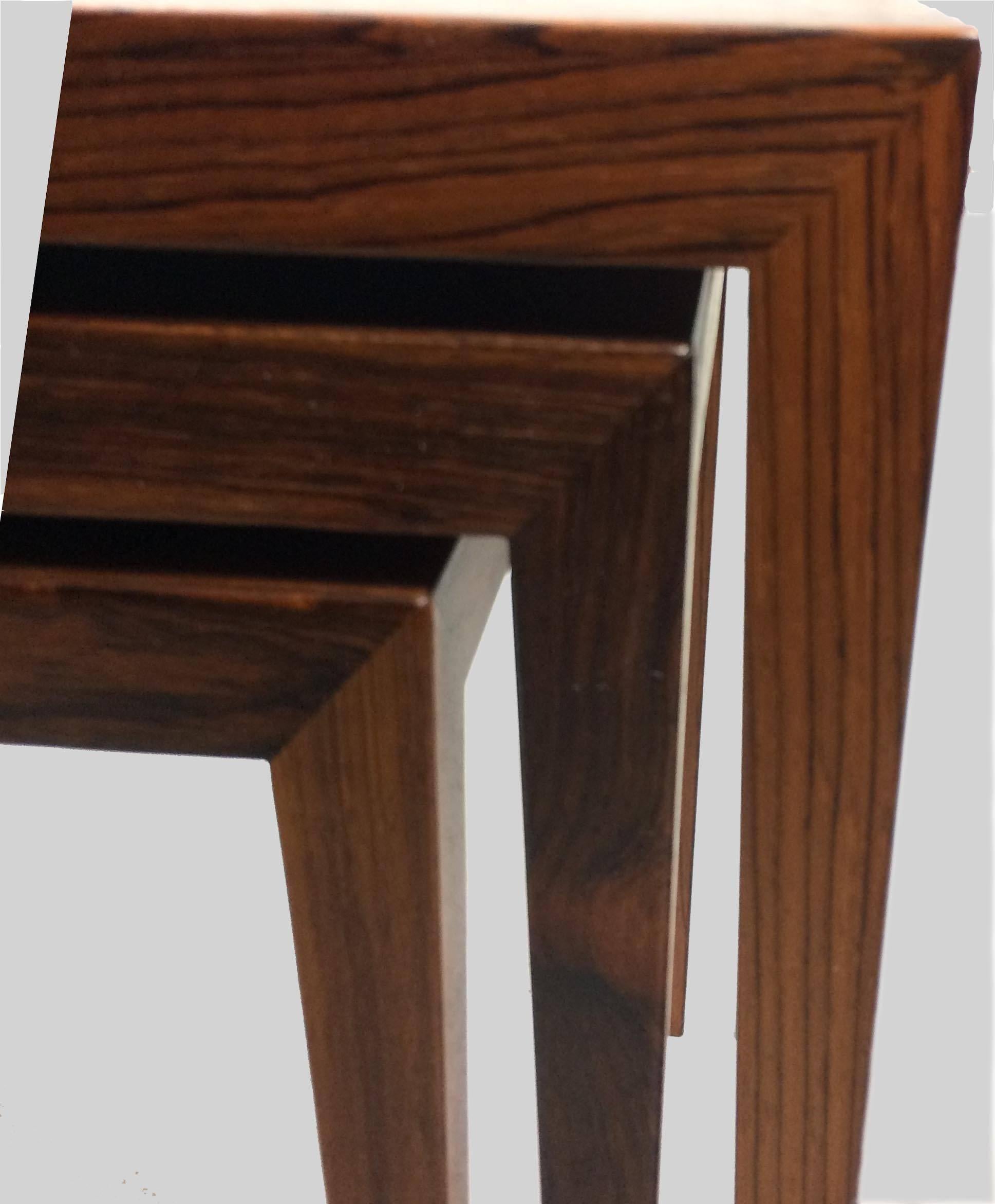 Danish 1960s Severin Hansen Set of Nesting Tables in Rosewood by Haslev Mobelsnedkeri