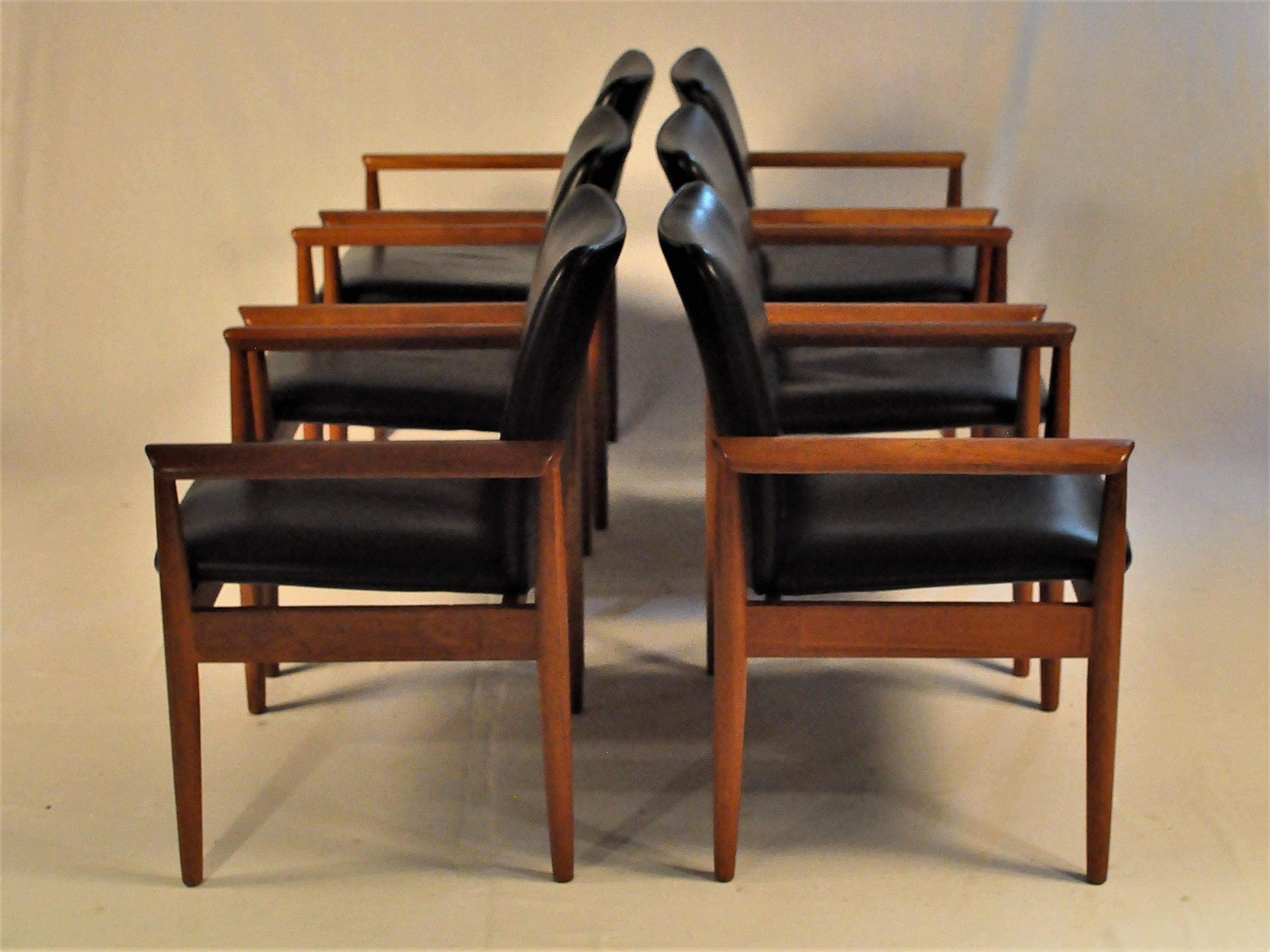 Woodwork 1960s Finn Juhl Set of Six Model 209 Diplomat Chair in Teak and Leather by Cado