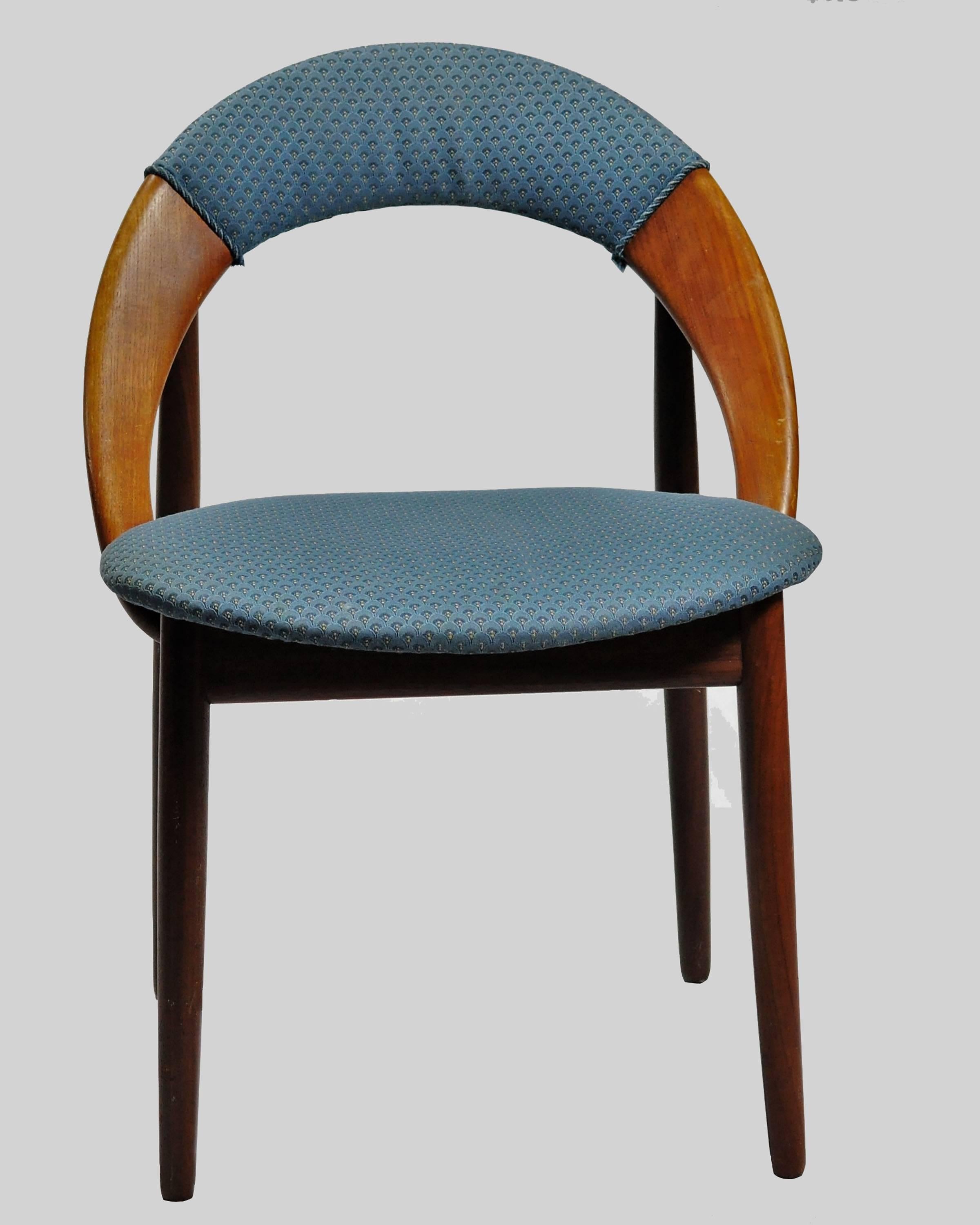 1960s Arne Hovmand-Olesen Side Chair in Teak and Fabric In Good Condition In Knebel, DK