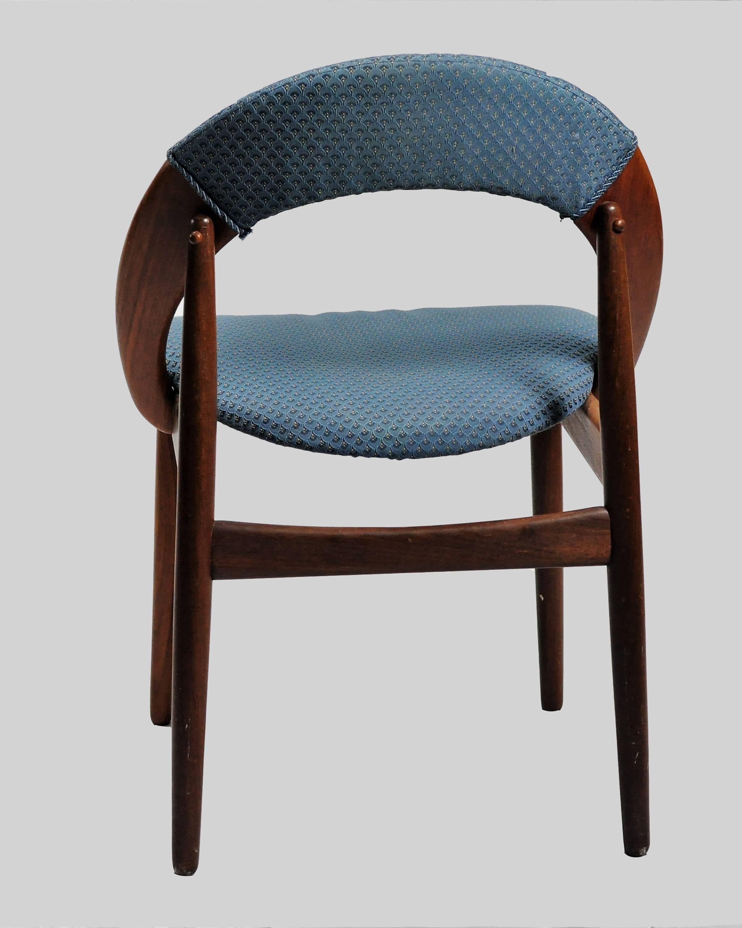 Danish 1960s Arne Hovmand-Olesen Side Chair in Teak and Fabric