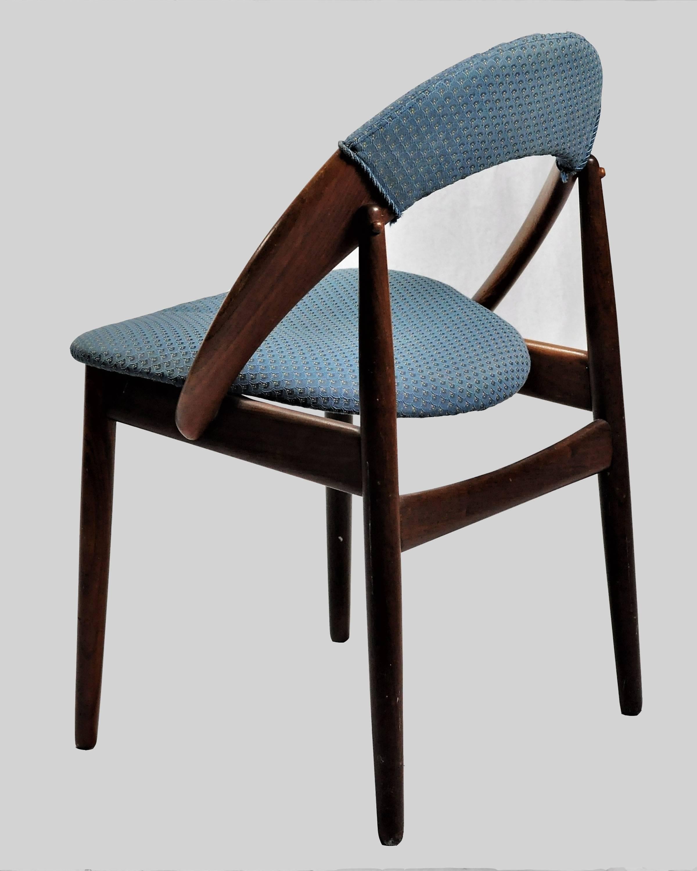 Scandinavian Modern 1960s Arne Hovmand-Olesen Side Chair in Teak and Fabric