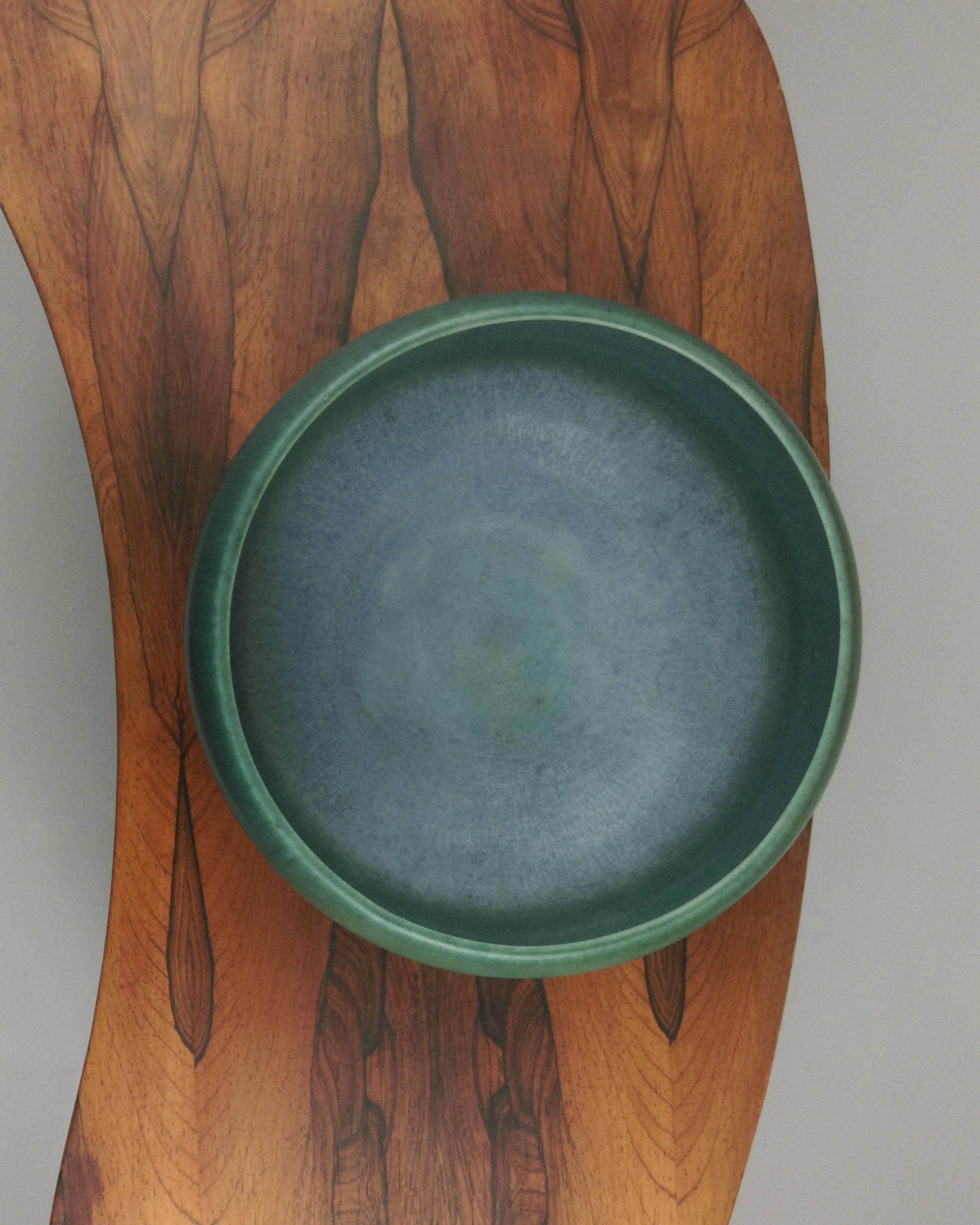 Danish 1950s Dan Saxbo Ceramic Bowl with Green Glaze