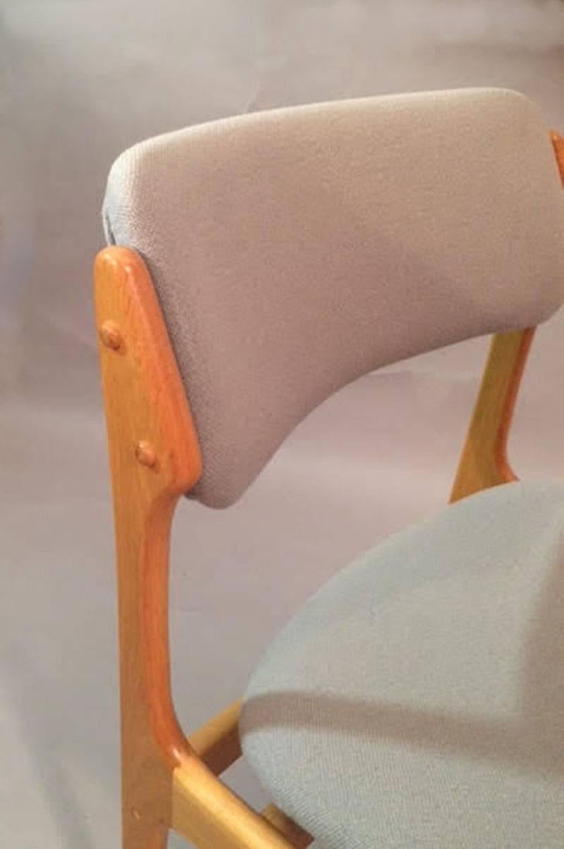Mid-Century Modern Twelve Fully Restored Danish Erik Buch Oak Dining Chairs inc. Custom Upholstery