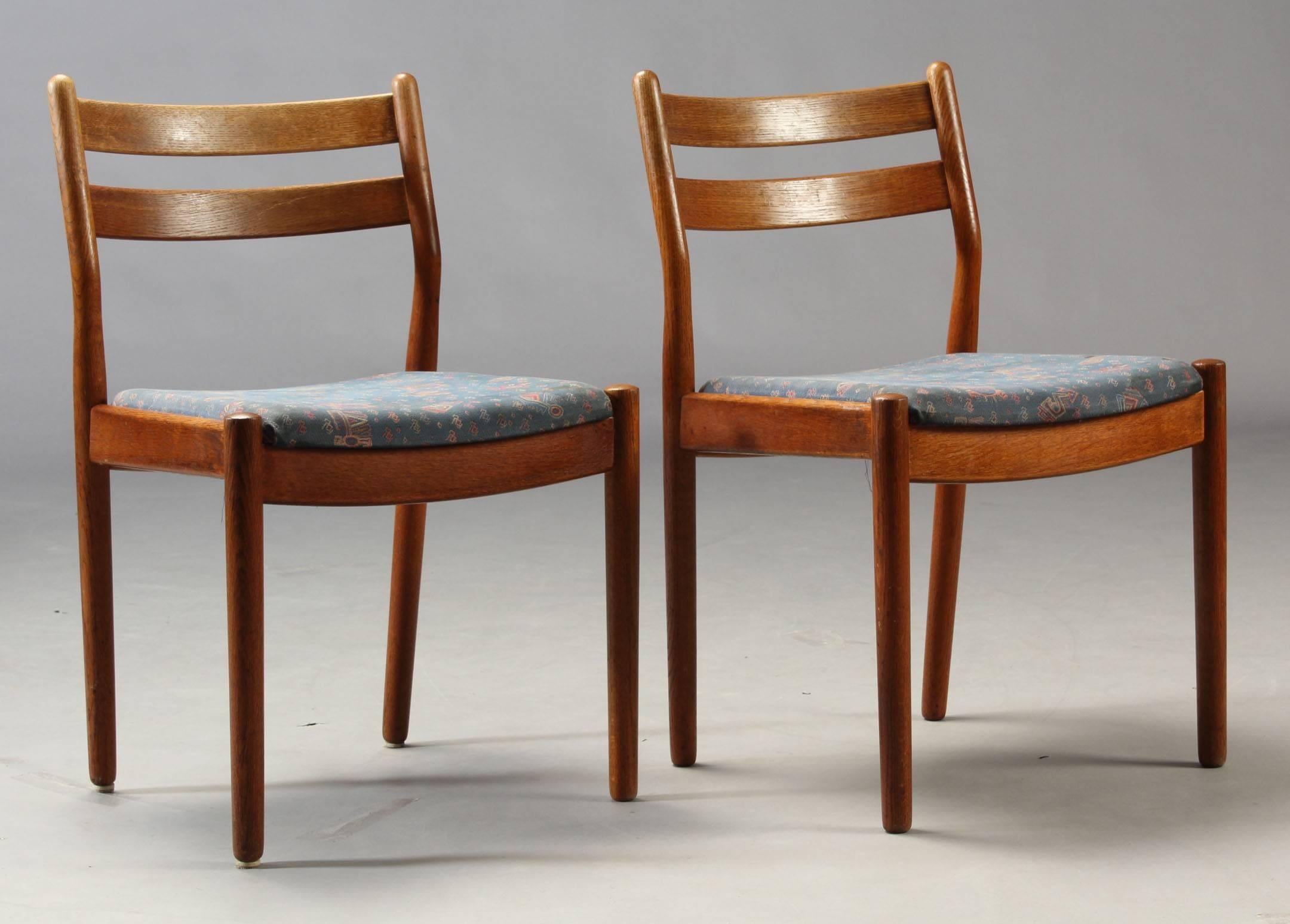 1960s Set of Four Reupholstered Danish Dining Chairs Model J61 by Poul Volther In Good Condition In Knebel, DK