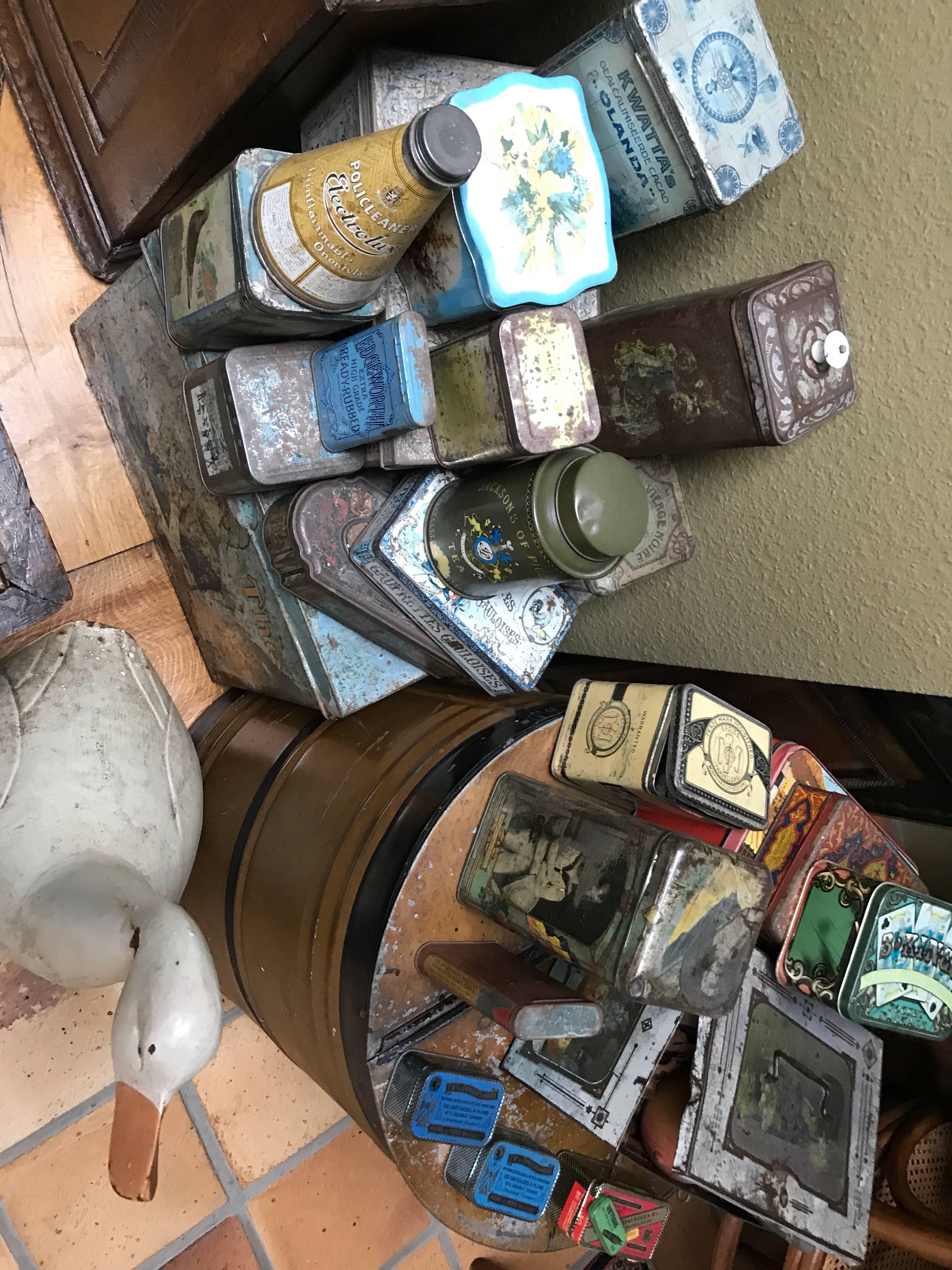 Belgian Collection of Tins and a Tin Duck circa 1900 Total 27 Items 