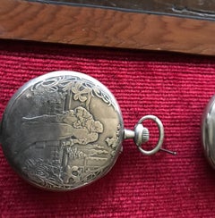 Collection of 11 Silver and Gold 19th Century Watches in a Glas and Wood Display