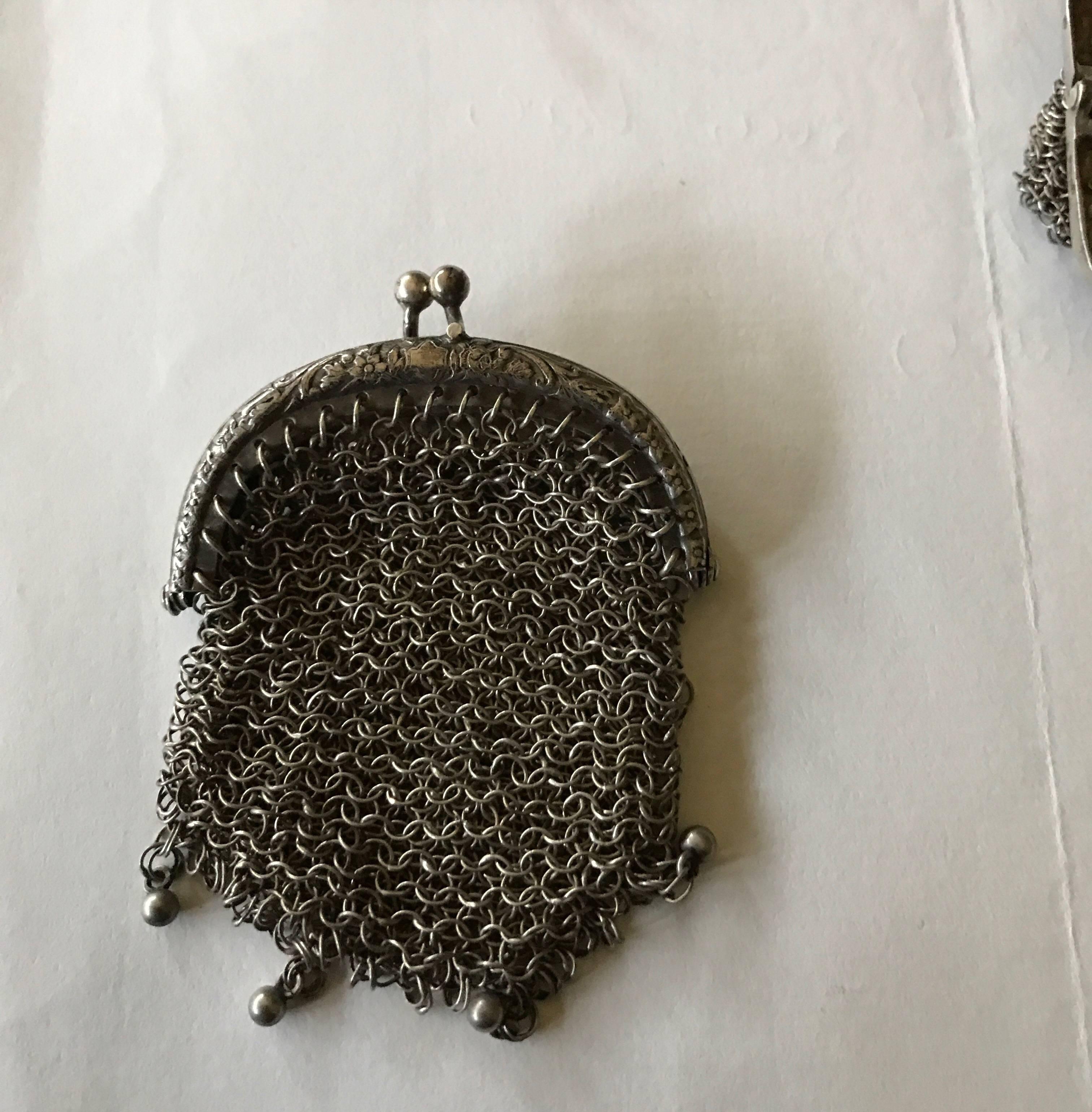 Late Victorian Collection of Four Silver Ladies Purses, 19th Century! For Sale