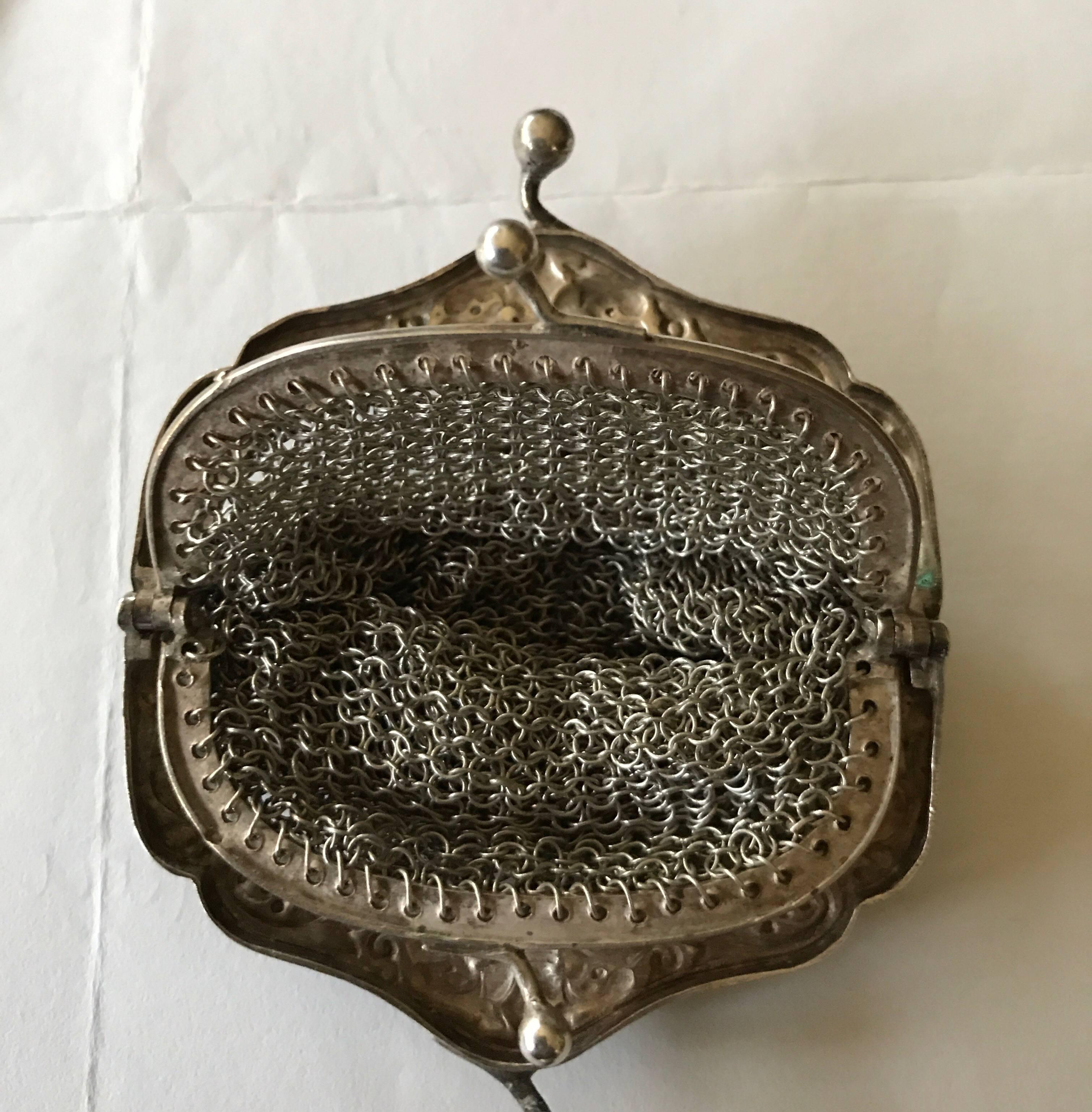 French Collection of Four Silver Ladies Purses, 19th Century! For Sale