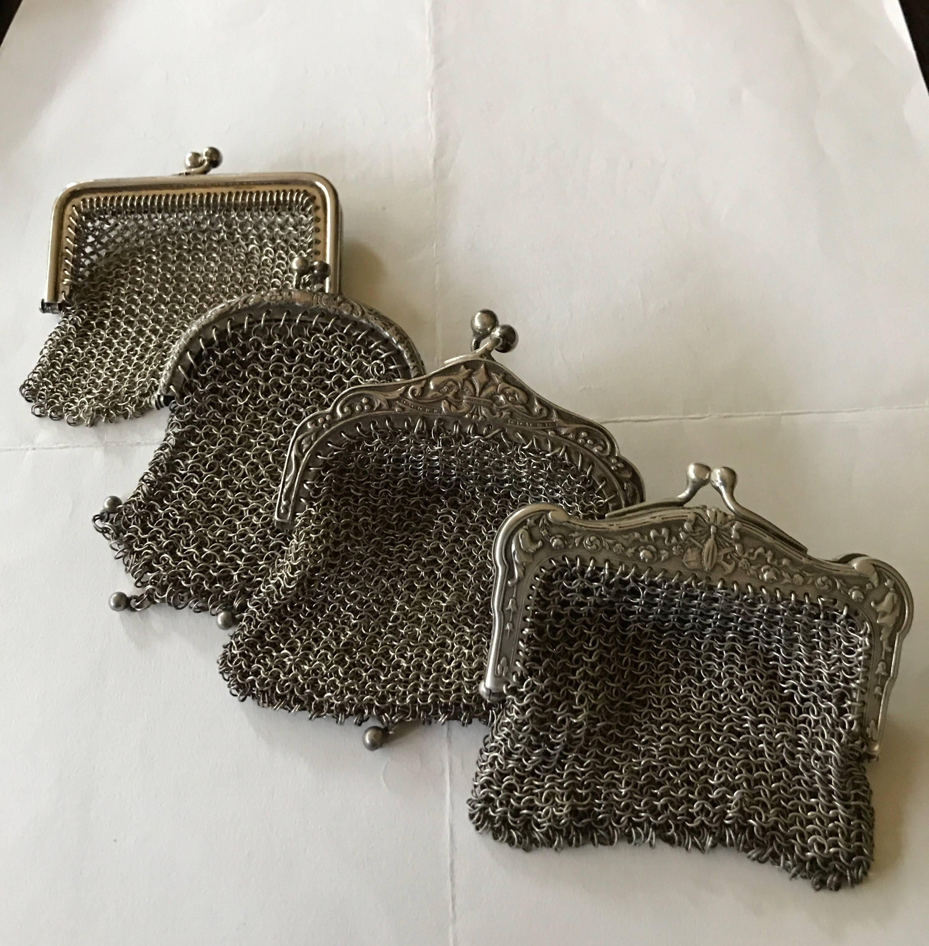 Collection of Four Silver Ladies Purses, 19th Century! For Sale 2