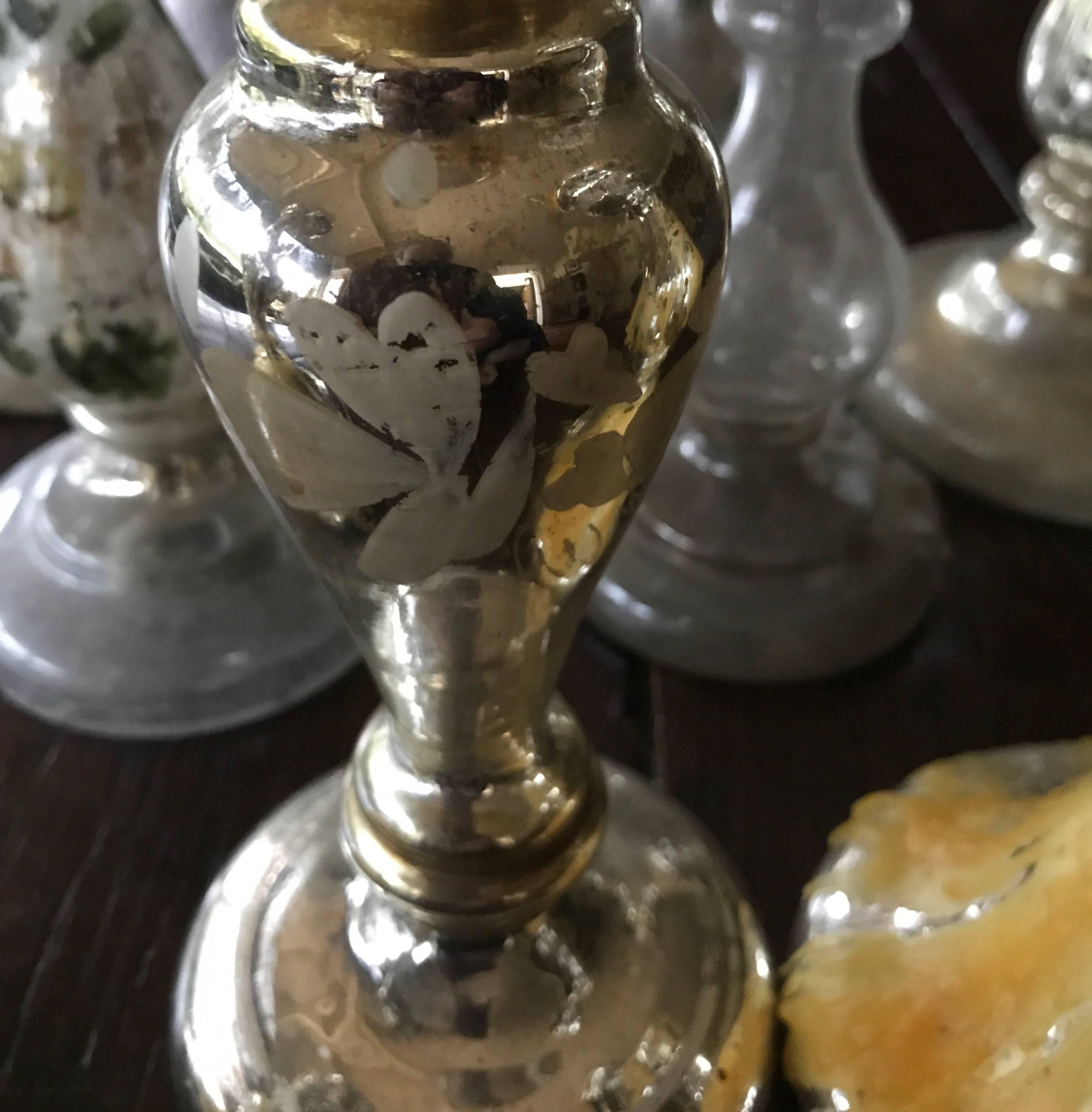 Collection de bougeoirs en verre mercuré à prix réduit de huit pièces sur 19th Century Antiques Bon état - En vente à Diest, Vlaams Brabant