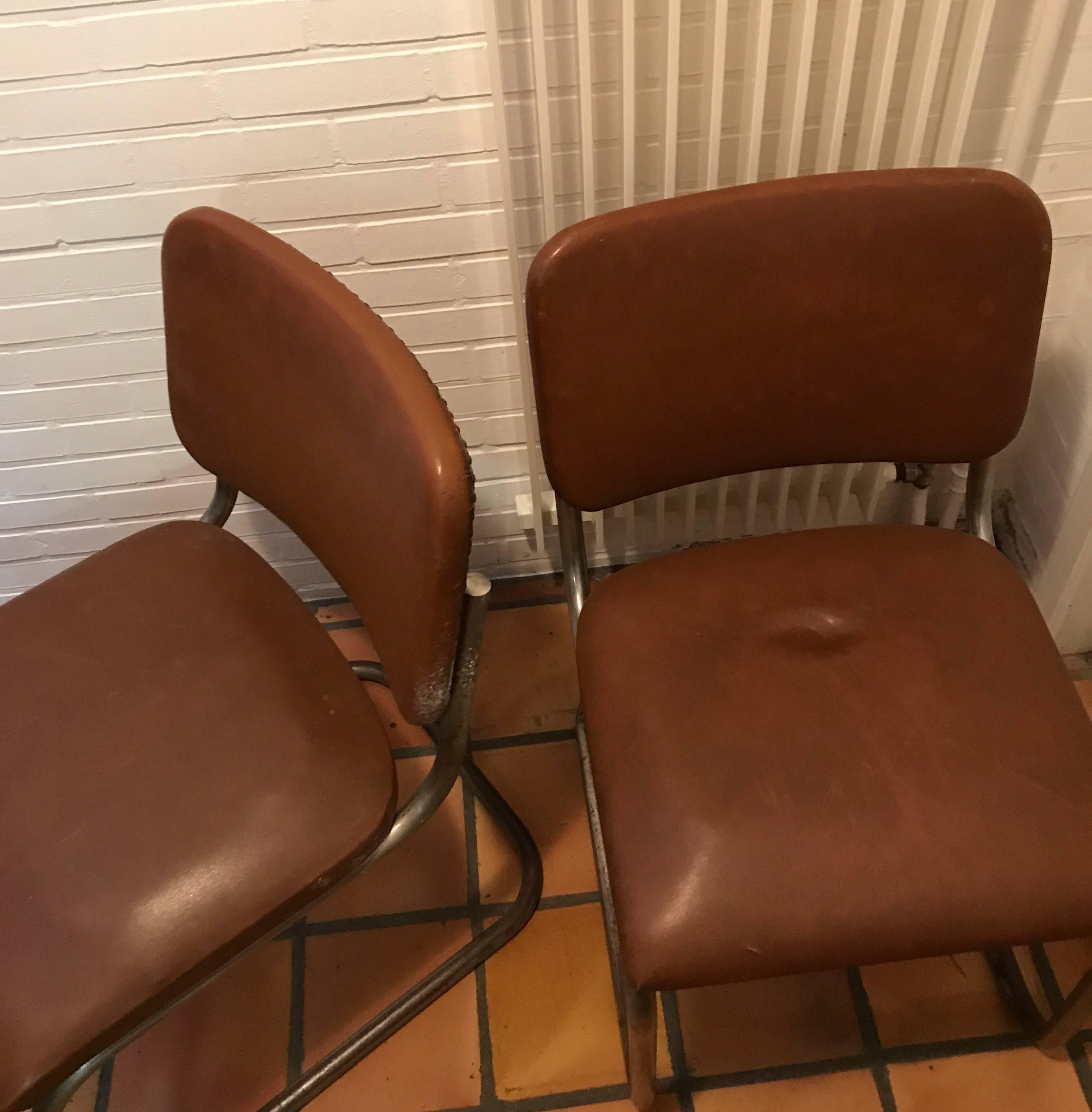 Art Nouveau Pair of Thonet Chairs circa 1935-1950 Model B32 Simili Signed Collectors Items For Sale