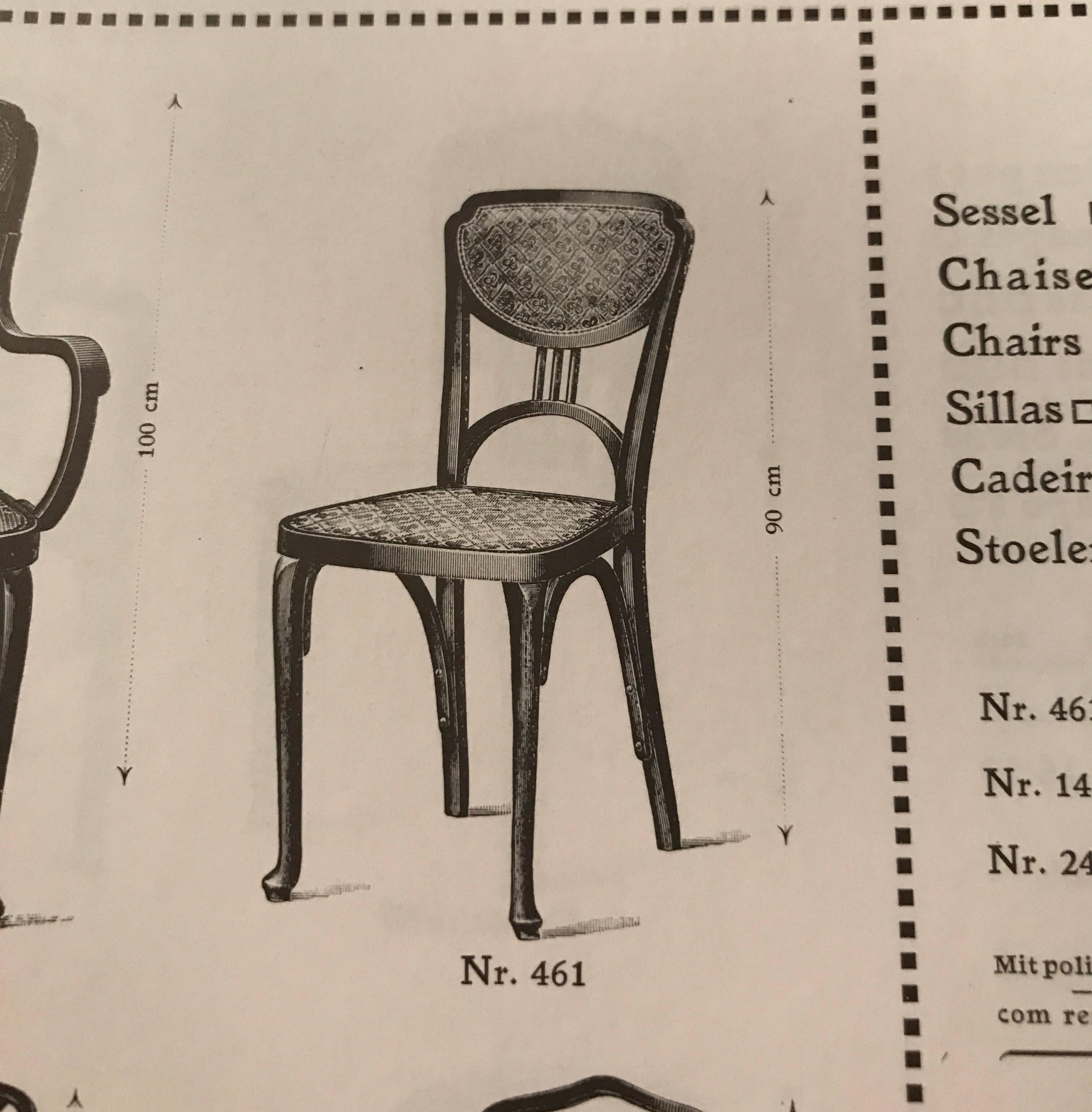 Inizio XX secolo Sedie Thonet in stile Jugendstil o Art Nouveau in  Catalogo del 1910 , Set di 4 in vendita