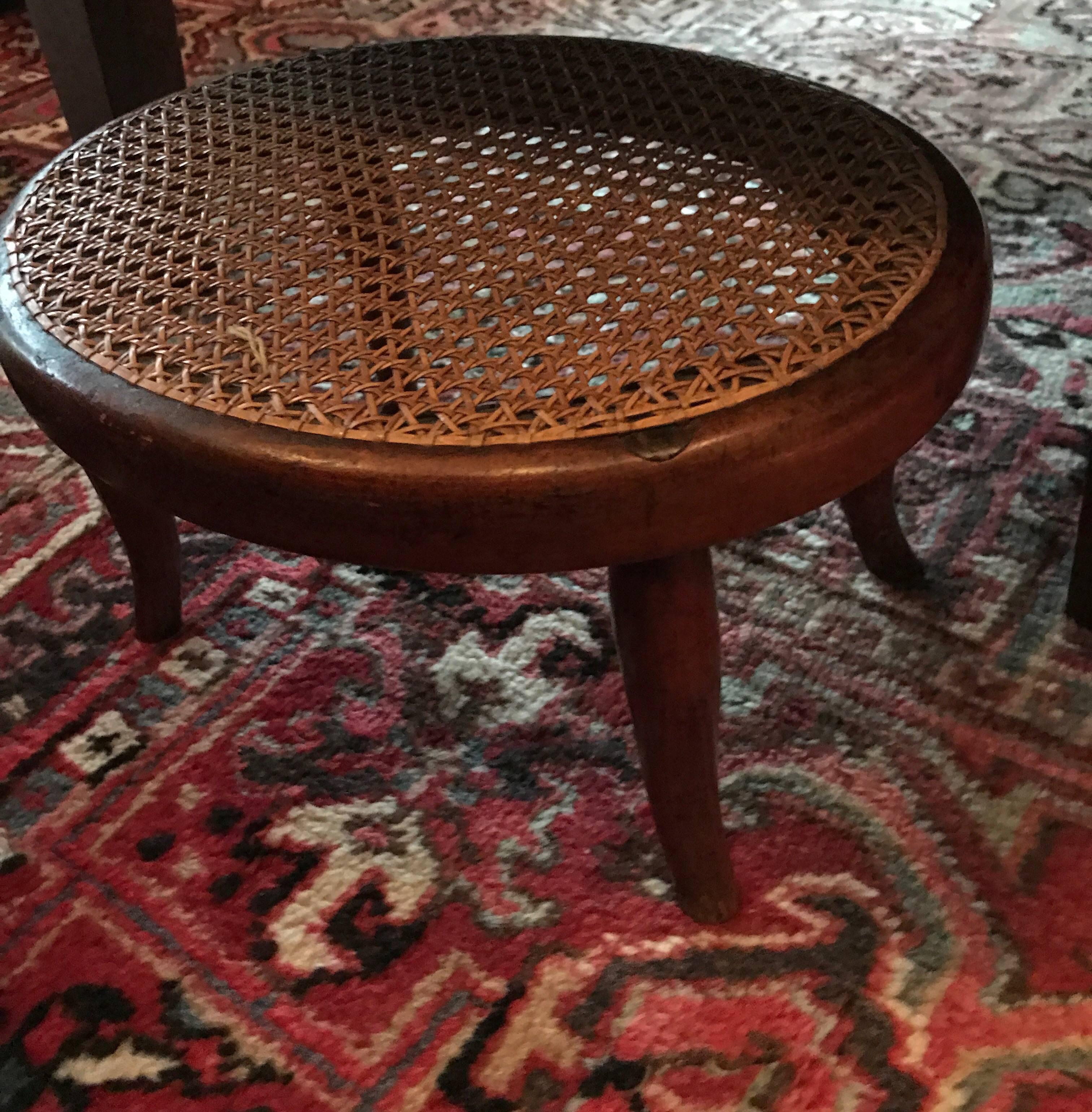 Thonet Footstool Rests off First Label, circa 1875 Caning Intact For Sale 1