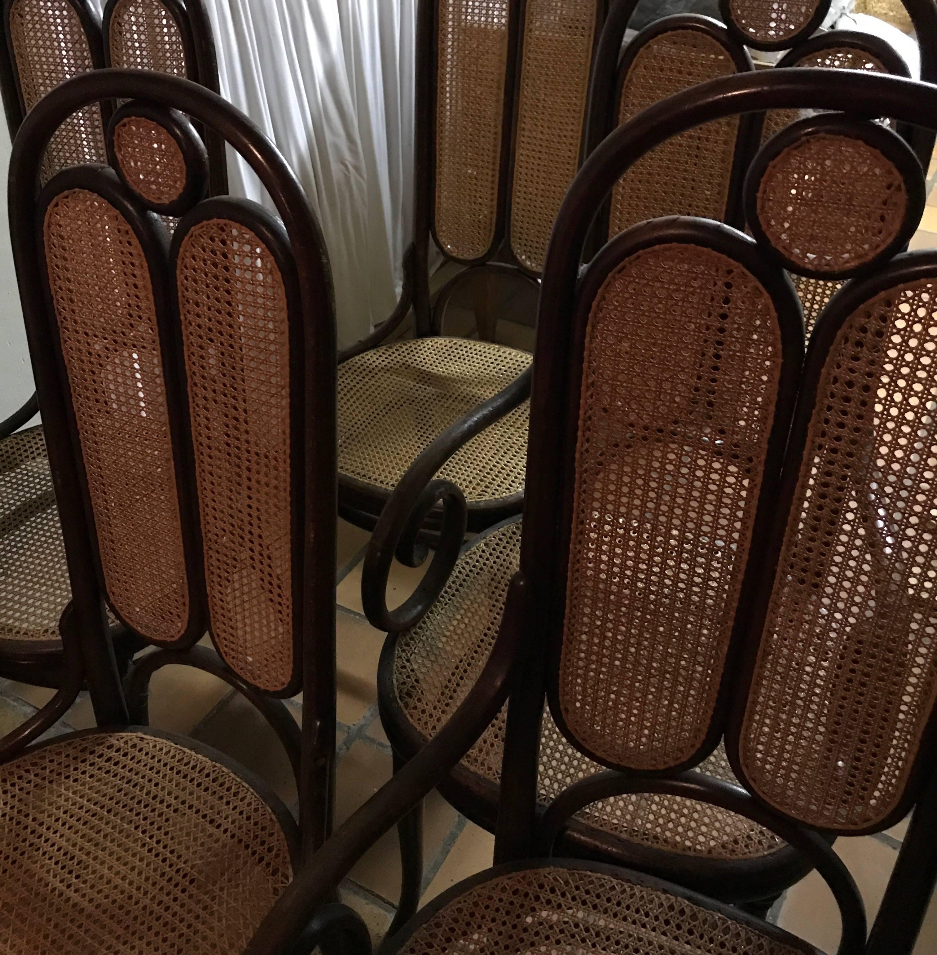 Art Nouveau Thonet nr 16 '4+2' Christal Palace 1870 Signed First Label Stamped New Caning For Sale