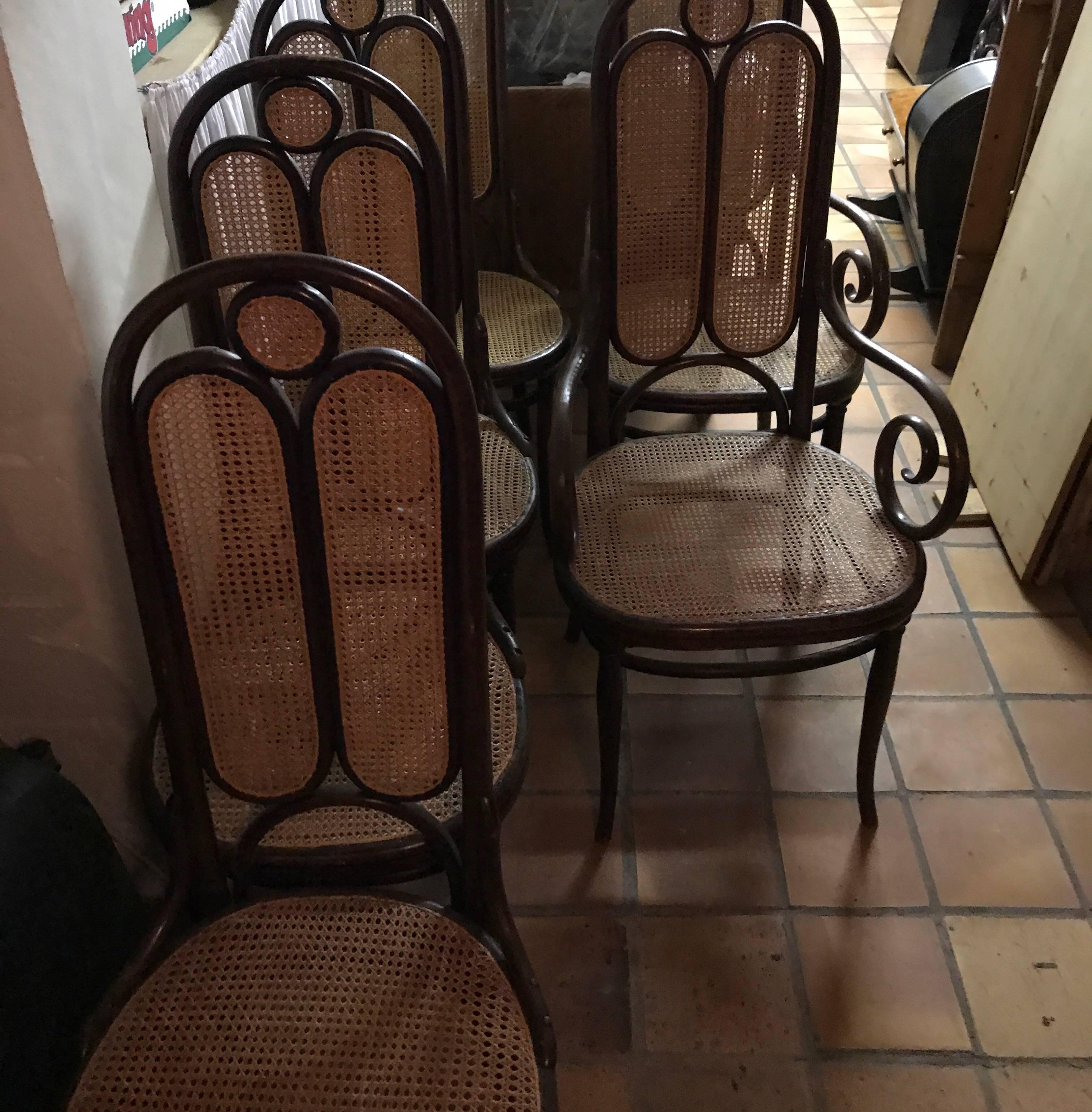 Thonet nr 16 '4+2' Christal Palace 1870 Signed First Label Stamped New Caning For Sale 1