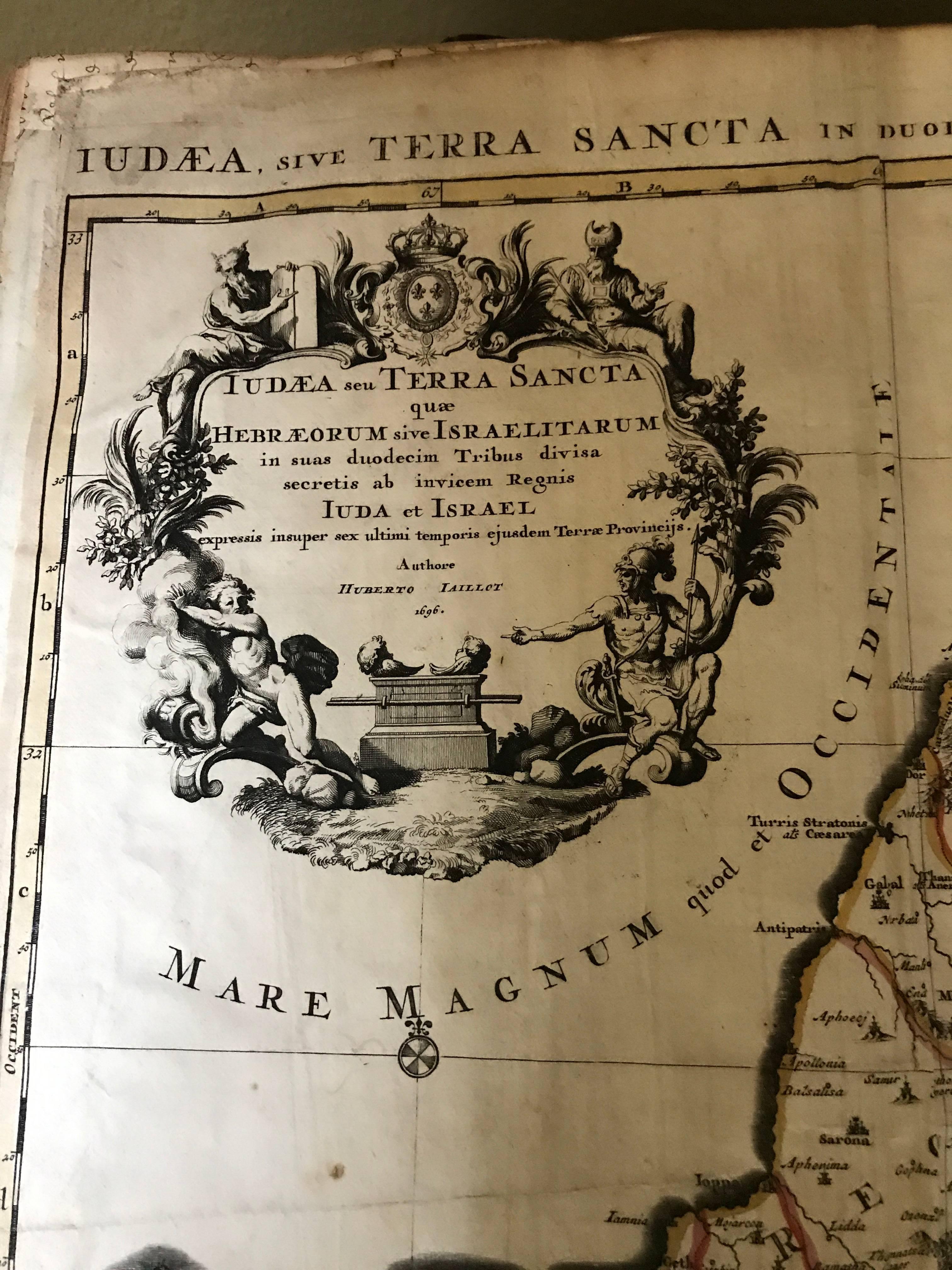 Atlas Minor Du Monde Geographie du monde 1695 17ème siècle en couleur faite à la main Bon état - En vente à Diest, Vlaams Brabant