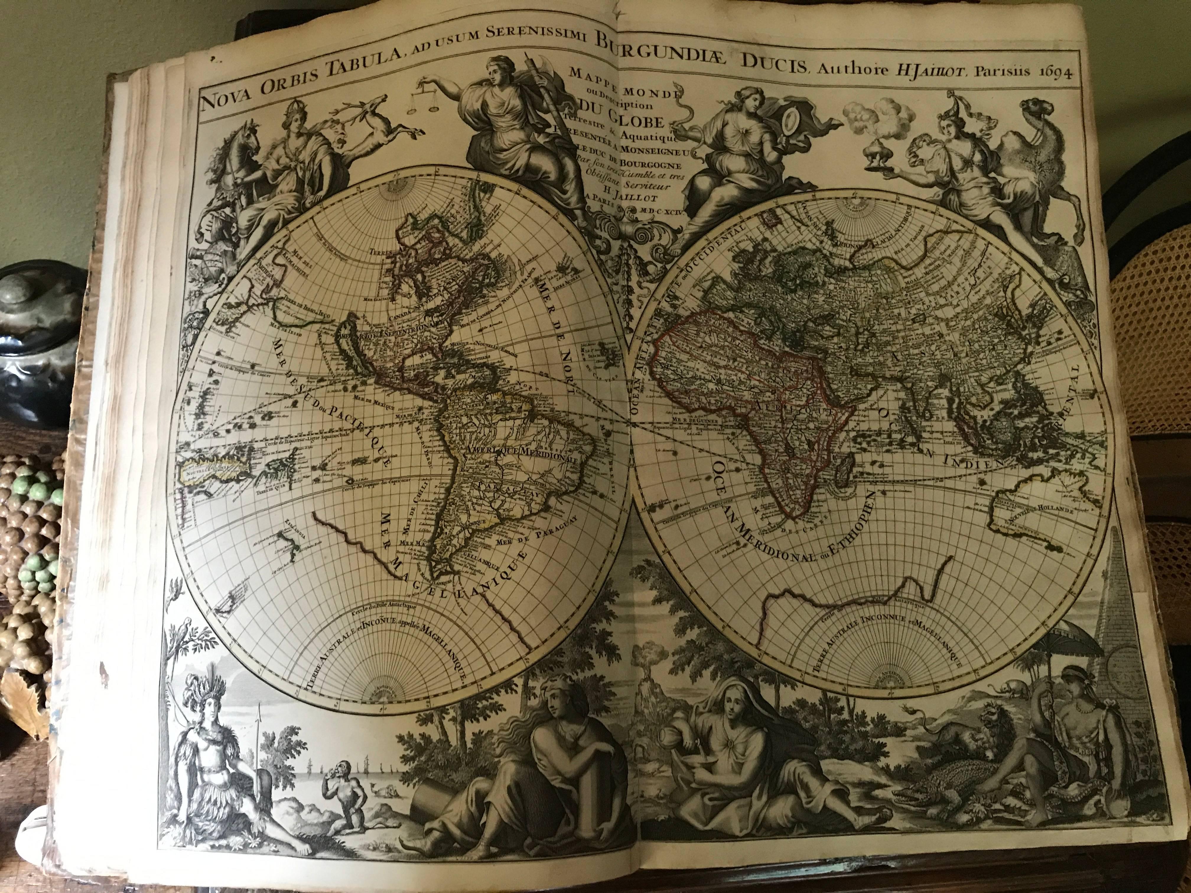 Néerlandais Atlas Minor Du Monde Geographie du monde 1695 17ème siècle en couleur faite à la main en vente