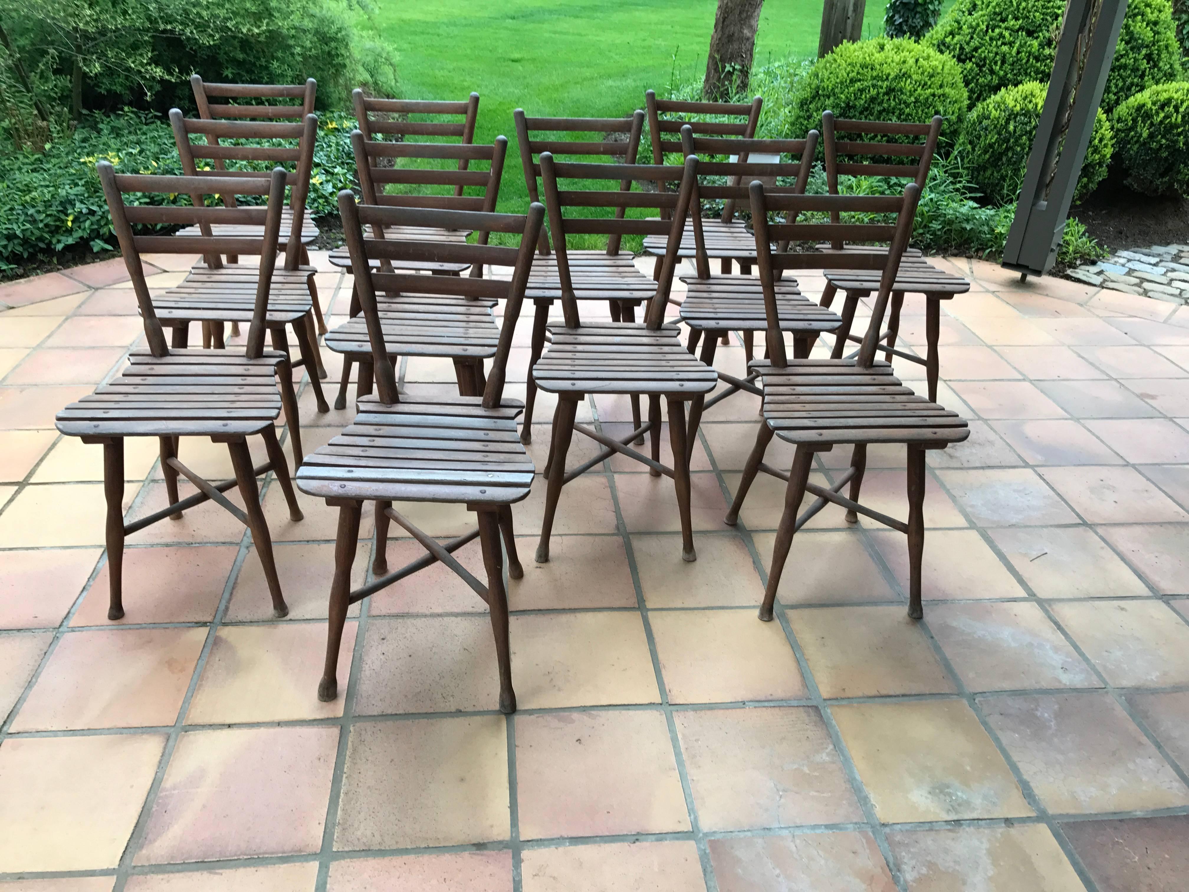 Austrian 12 Garden Chairs by Thonet bentwood  1904 Nr 8, 5 Beech Nice Rare Collection