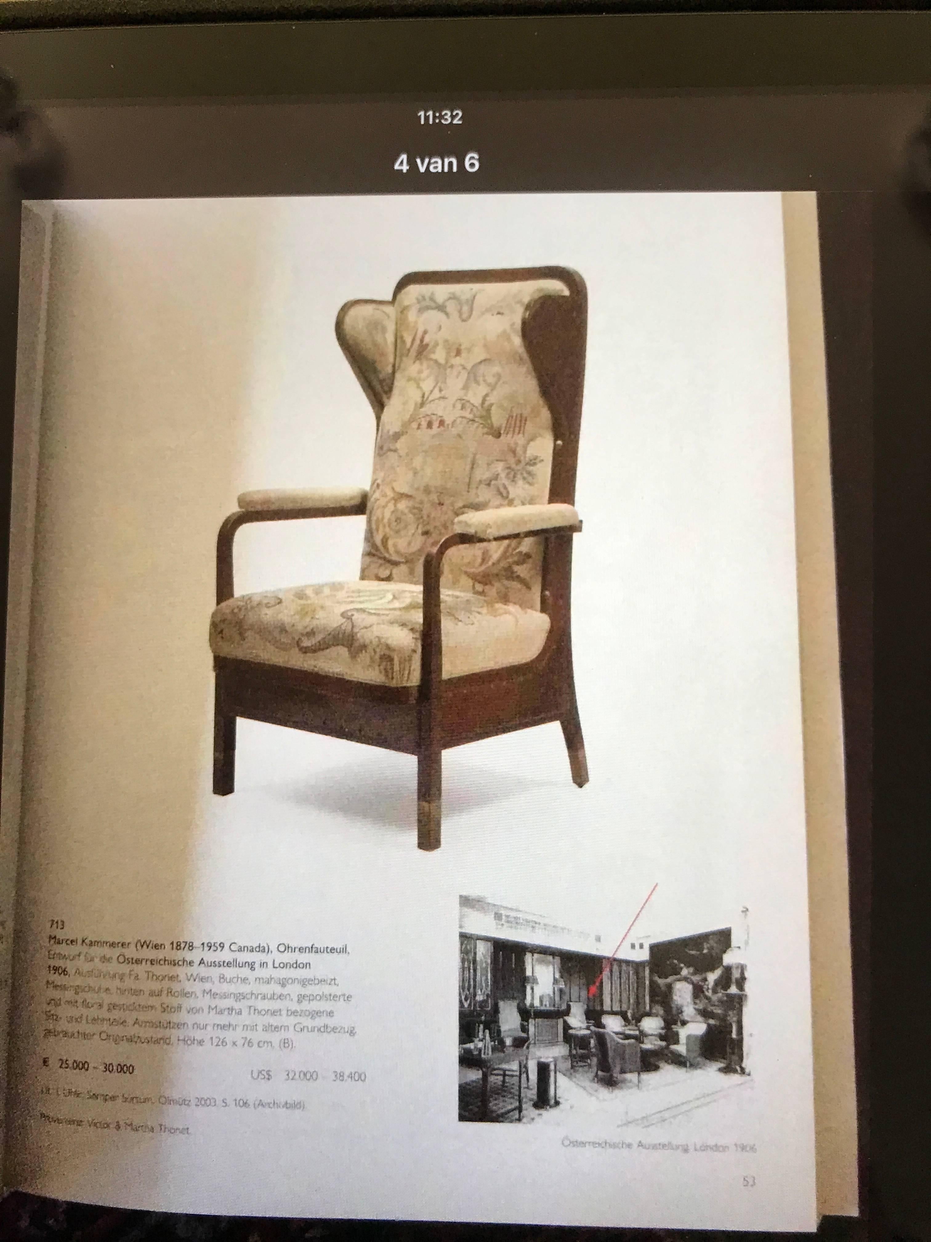 Beech Thonet   Wingchair , Expo London 1906 by Marcel Kammener and Martha Thonet