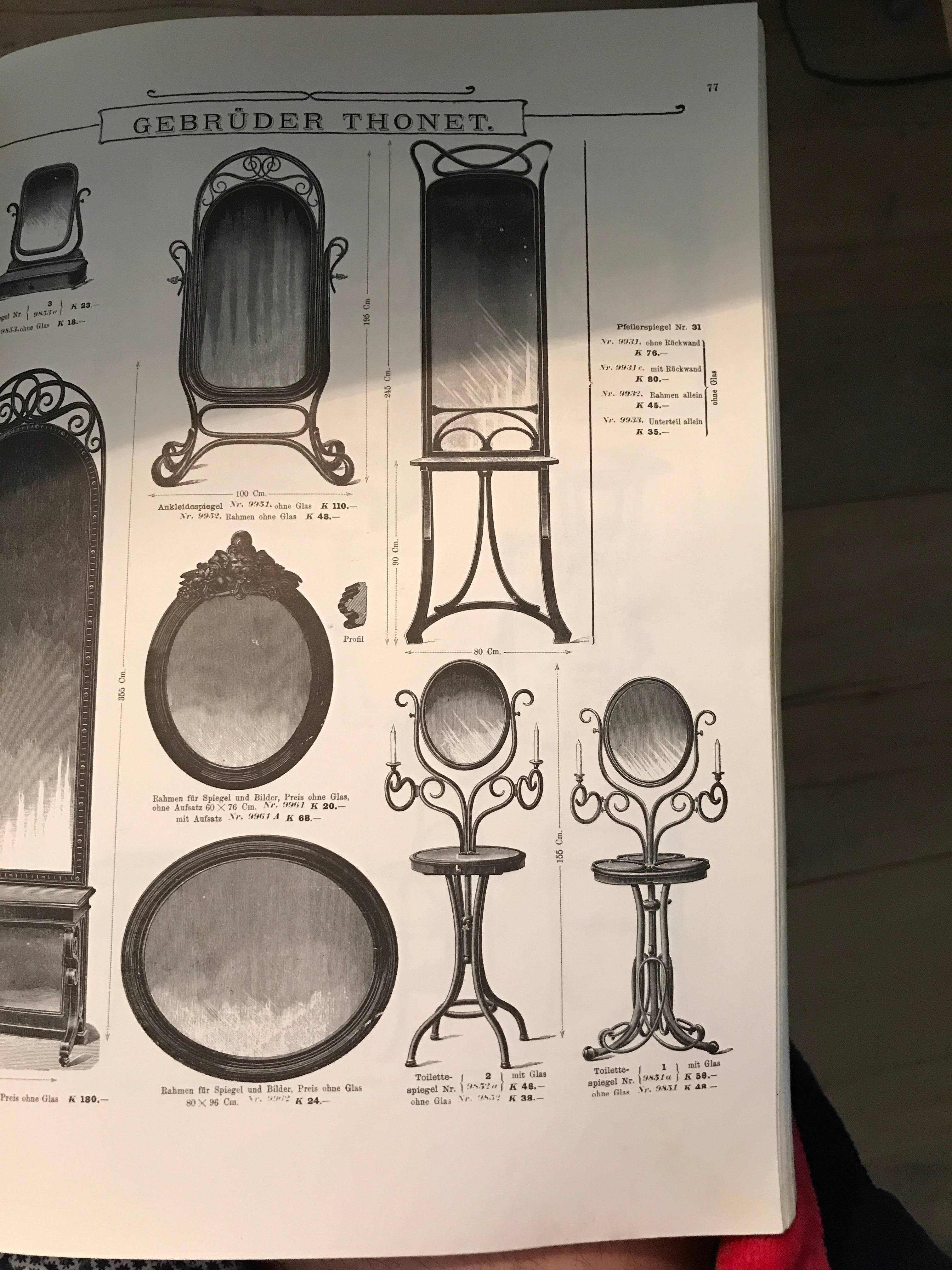 Thonet  Schminkspiegel aus Bugholz, Toilettenspiegel 1904 Nr 1 Exklusiv  Vollständig (Österreichisch) im Angebot