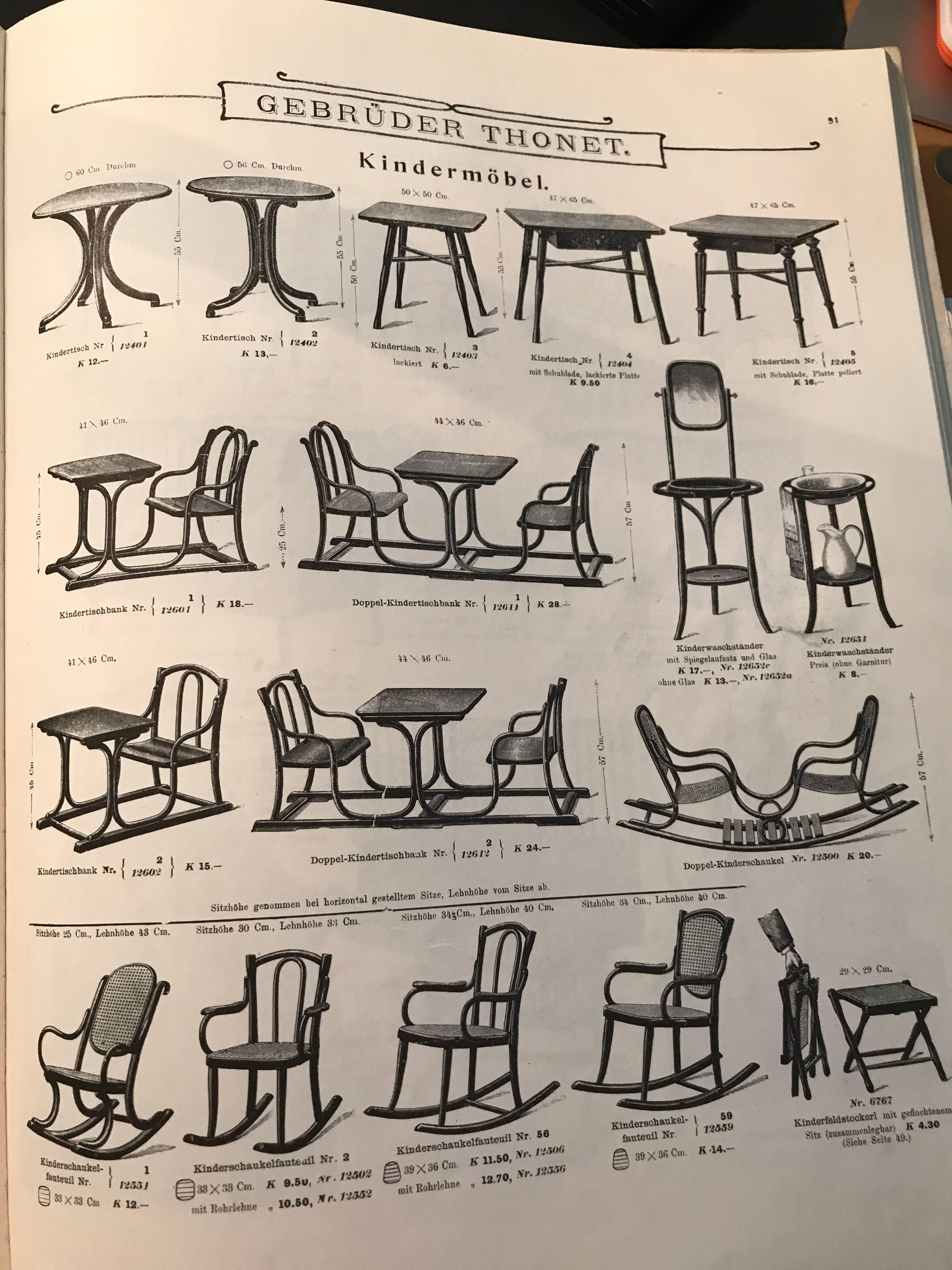 Art Deco Childrens Schoolbank Signed Thonet bentwood  Nr 2 1904 Catalogue For Sale
