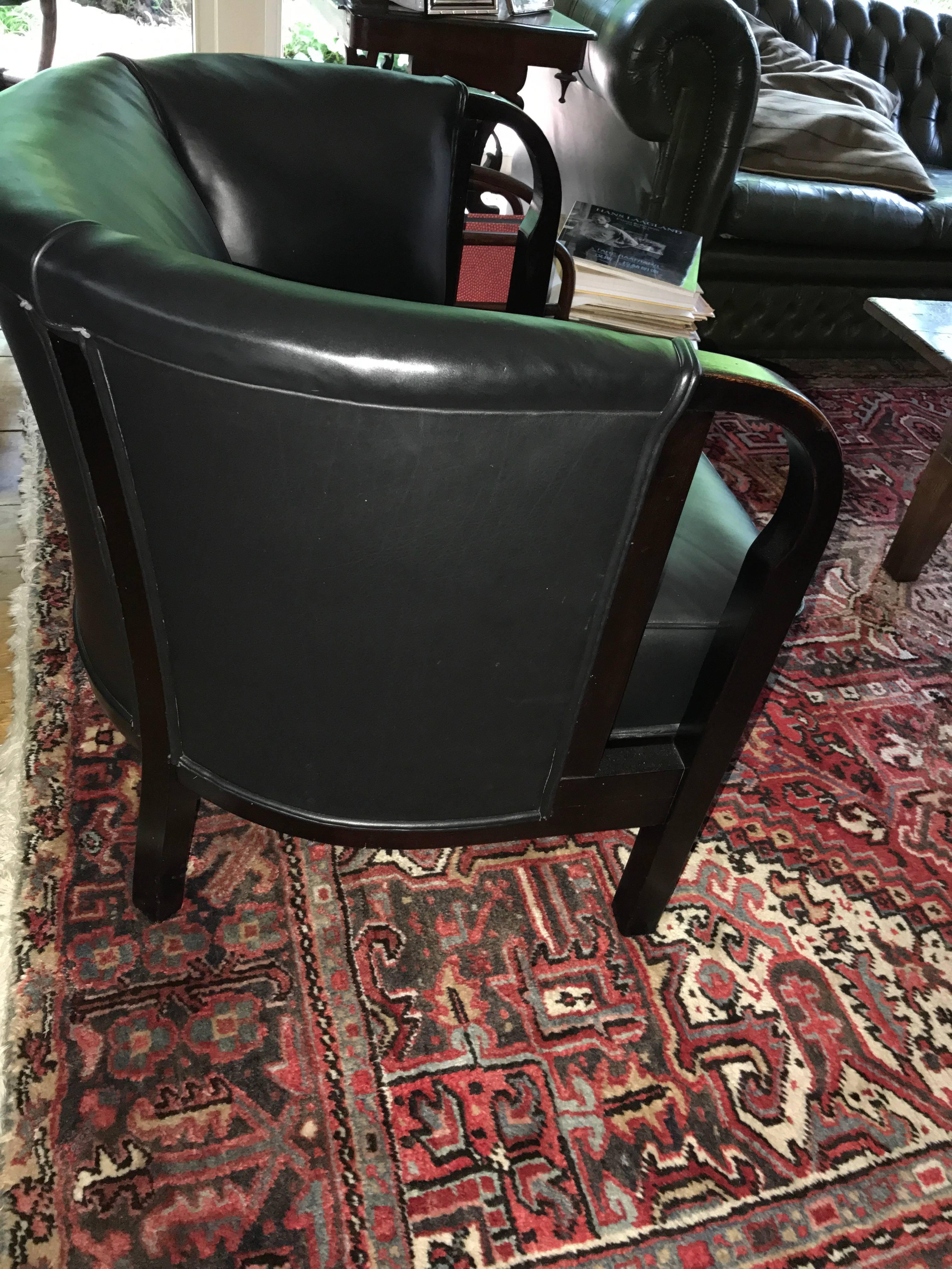 Club armchair 
Produced by Thonet Brothers 
1911-1915
Attributed to Jozef Hoffmann (1870-1956)
Labeled 

Newly upholstered with original materials and new nappa leather

 