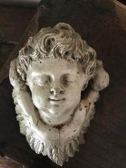 Two Puttis Baroque Angels 17th Century in White/Grey Lacker Limewood