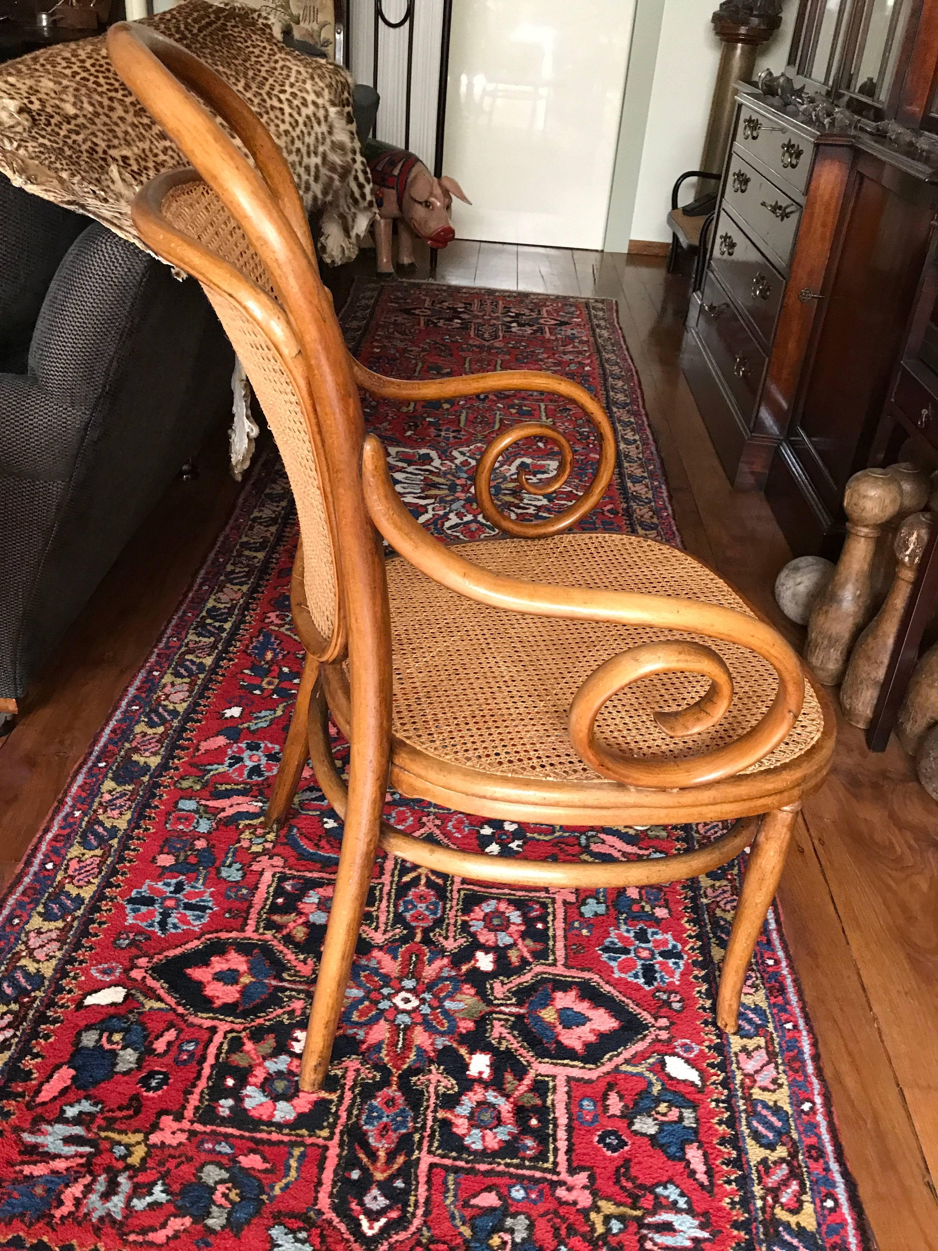 Austrian Thonet bentwood  Nr 12 Beech Natural Labeled and Stamped Thonet, 1890 For Sale