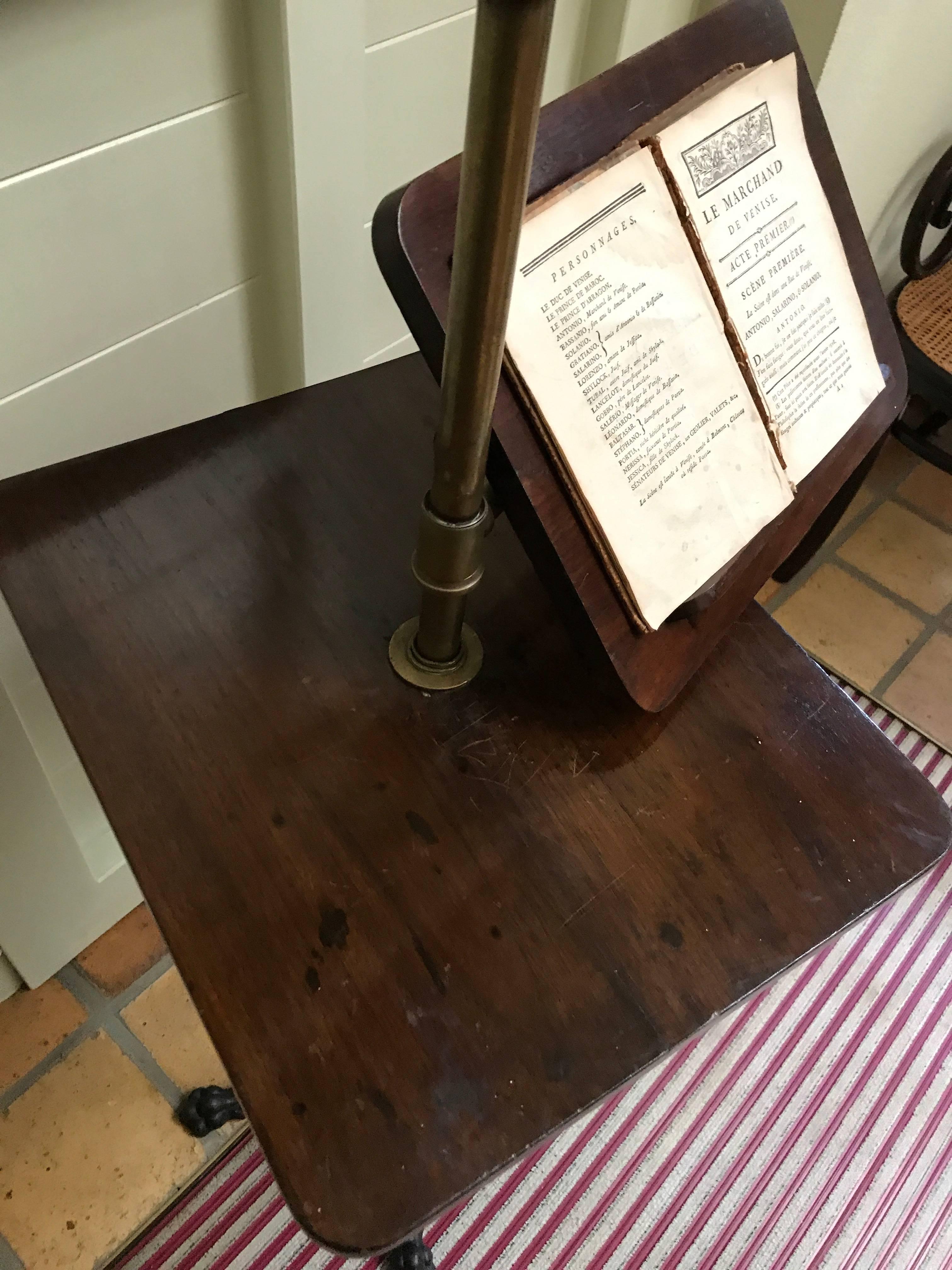 Great Britain (UK) Victorian Adjustable Music Stand in Mahogany Brass Copper Cast Iron!! For Sale