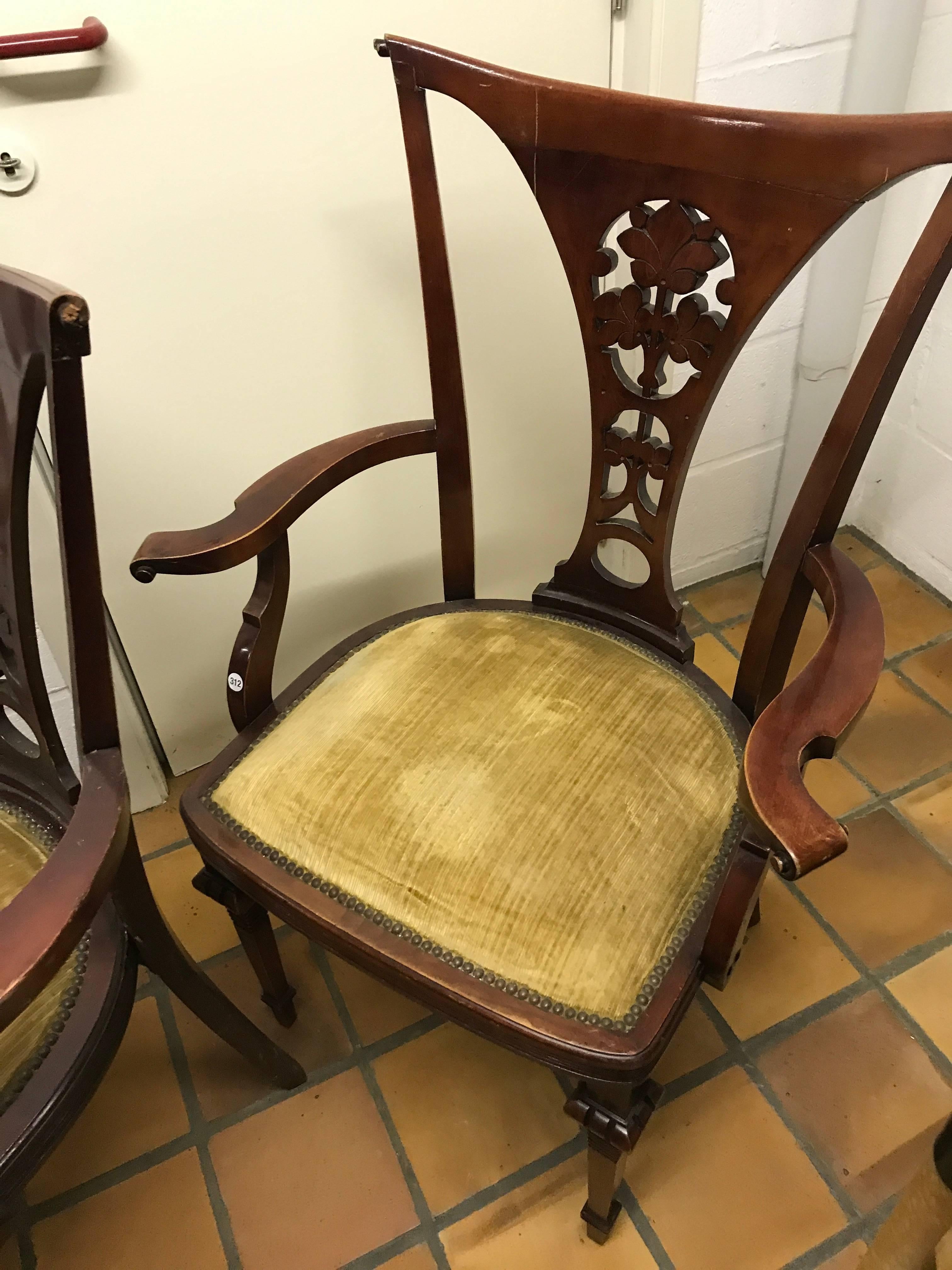 Thonet  bentwood Exceptional Rare Armchairs 1911-1915 Stamped Mahogany Colored For Sale 2