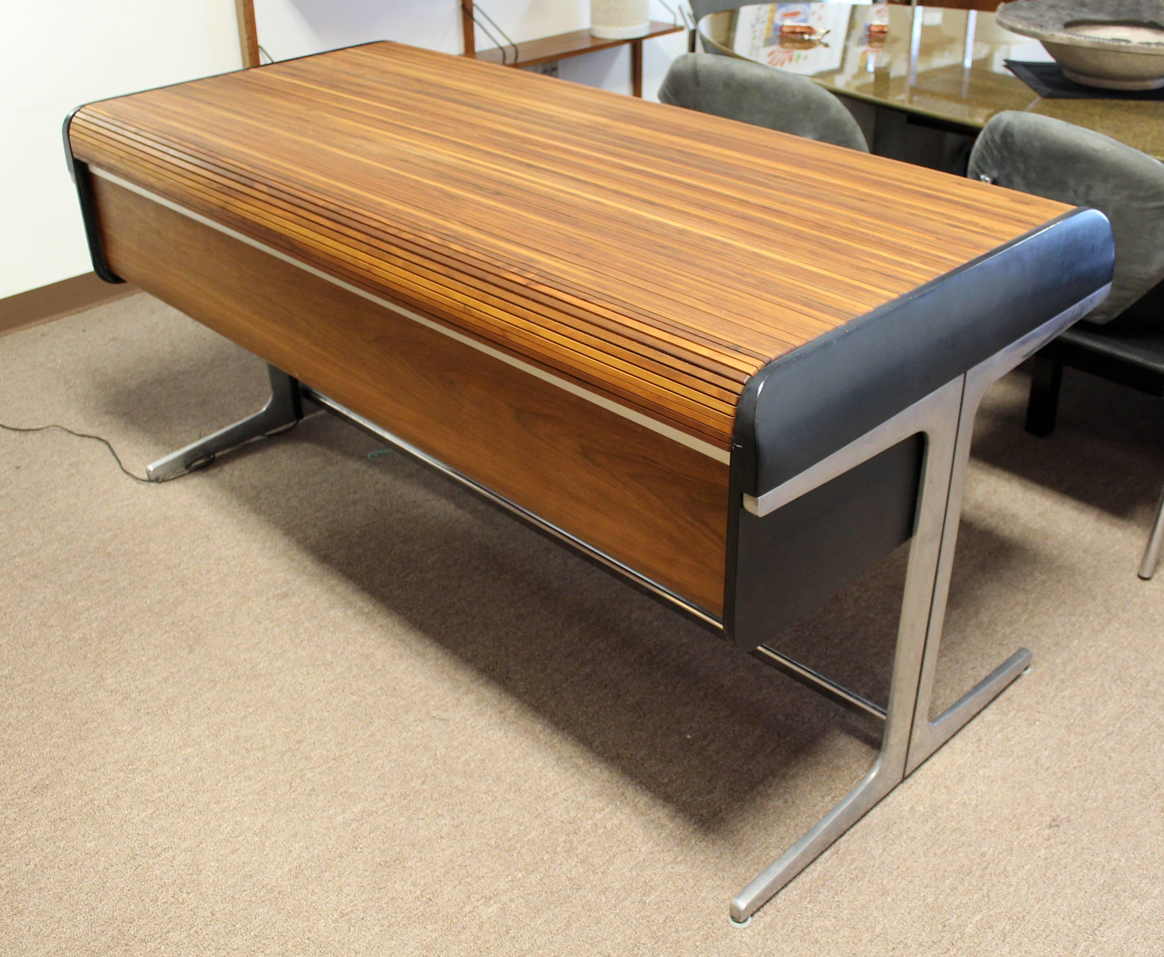 Mid-20th Century Mid-Century Modern Rare Large George Nelson Roll Top Tambour Action Desk