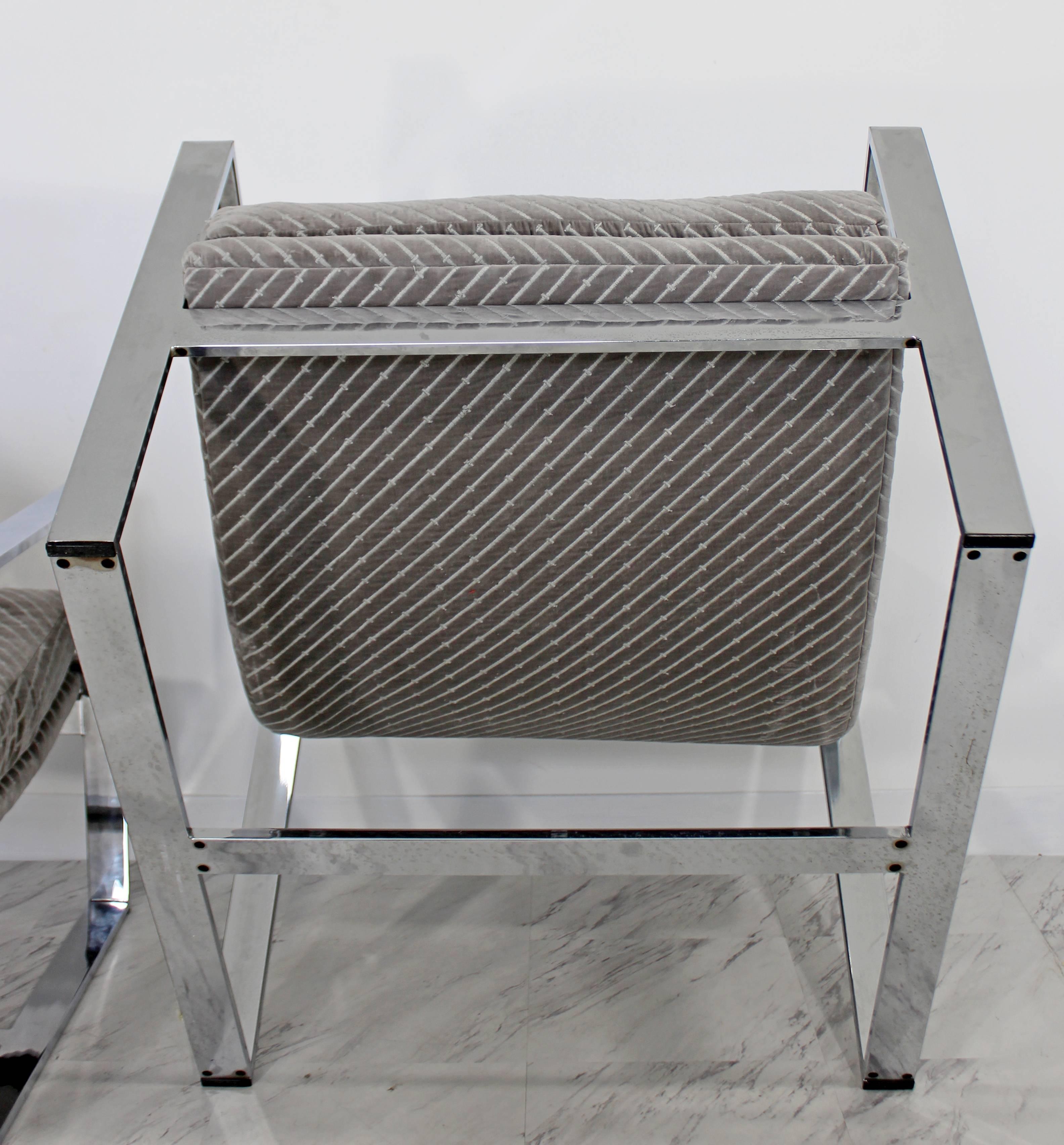 Mid-Century Modern Milo Baughman Attributed Flat Bar Scoop Lounge Chairs, Pair 2