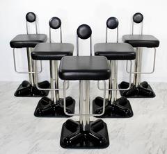 Mid-Century Modern Set of Five Birillo Bar Stools Joe Colombo for Zanotta