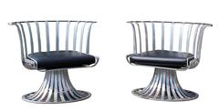 Mid-Century Modern Woodard Aluminum Spoke Patio Set Pair Chairs & Chaise Longue