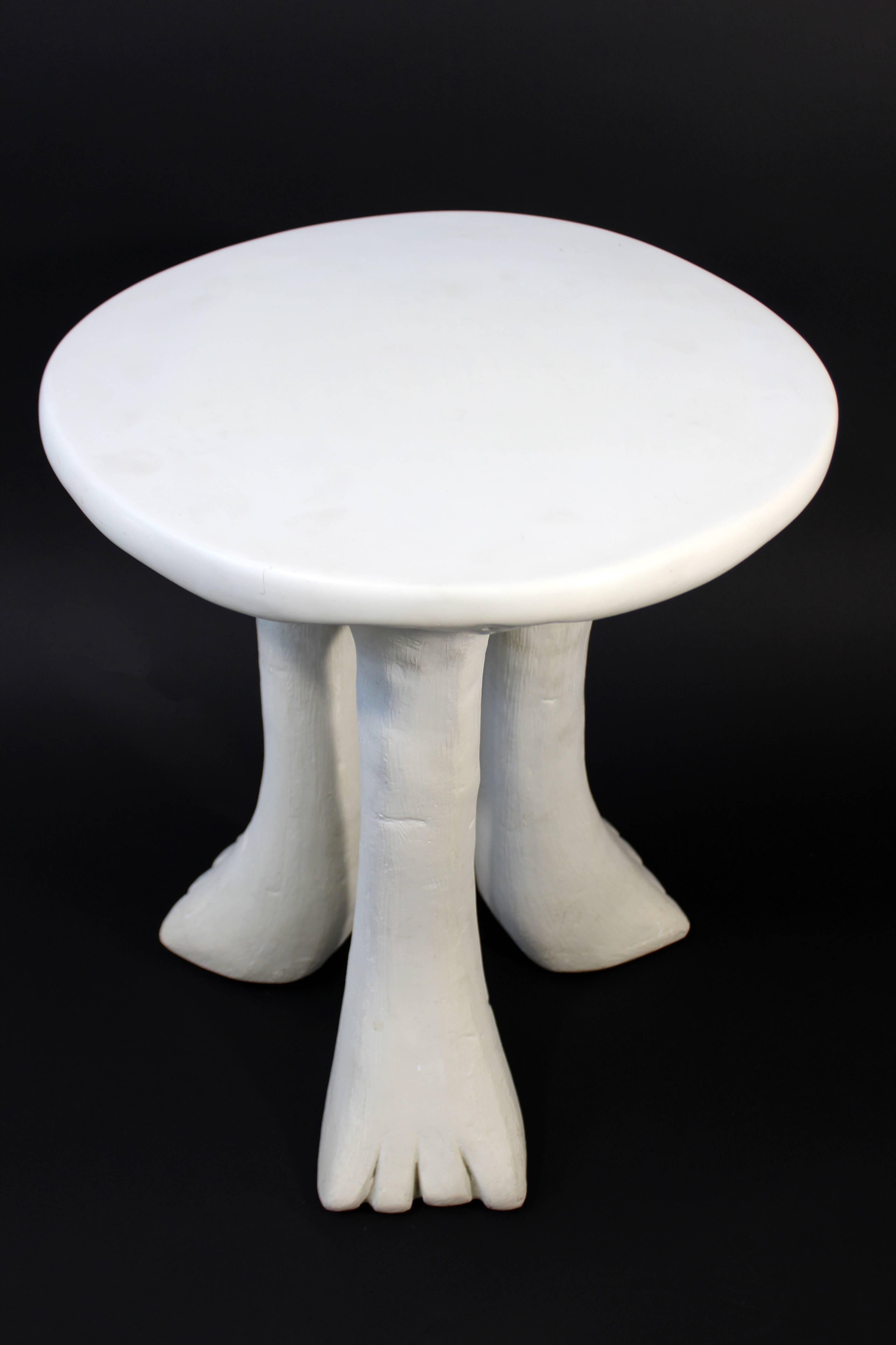 Mid-Century Modern Rare John Dickinson White Plaster Africa Side End Table 1970s In Good Condition In Keego Harbor, MI