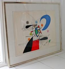 Mid-Century Modern Joan Miro Signiert nummeriert La Megere Et La Lune 22/50 1973 COA, Mid-Century Modern