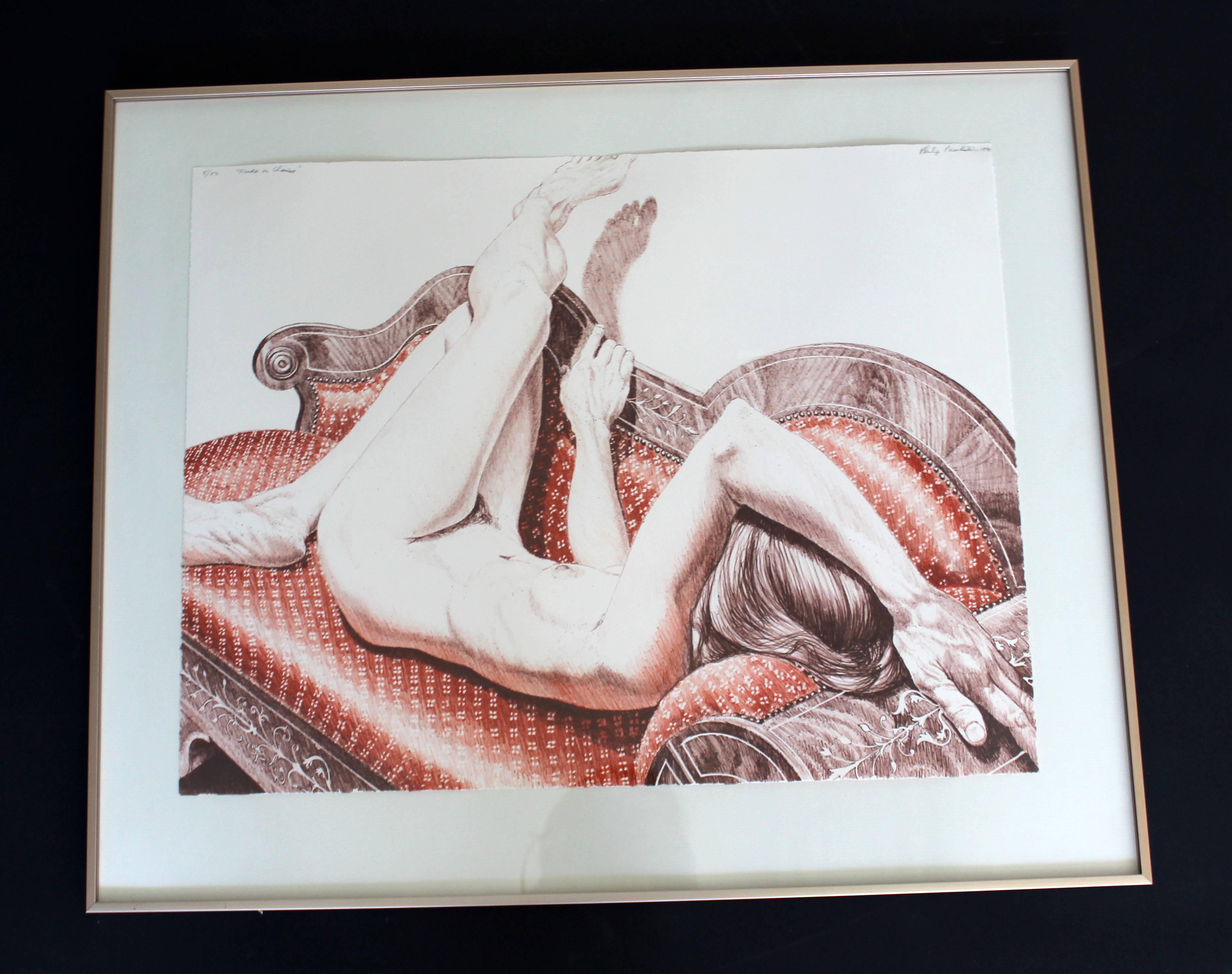 Mid-Century Modern Lithograph Print of Nude by Philip Pearlstein, 1970s In Good Condition In Keego Harbor, MI