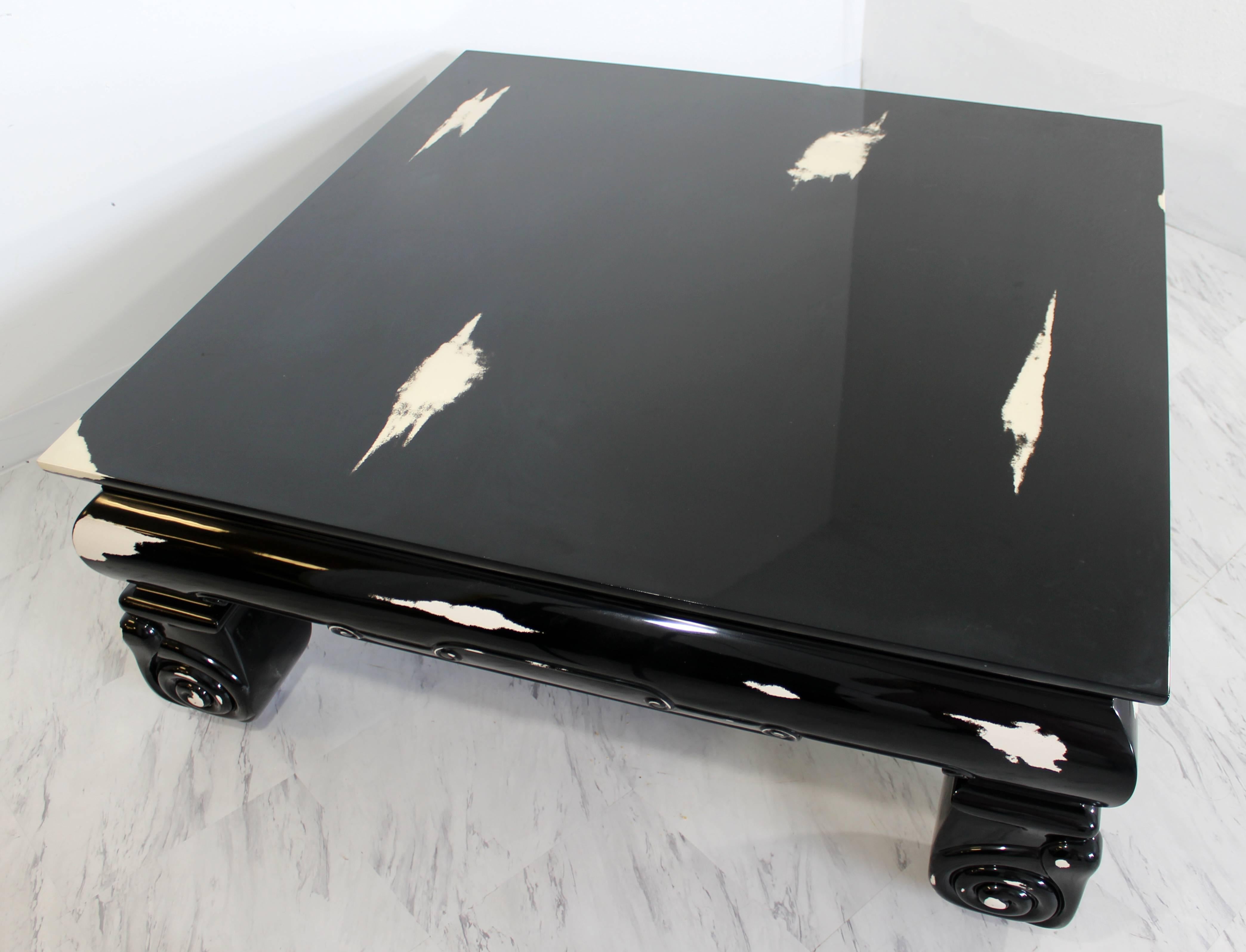 Lacquer Mid-Century Modern Large Square Coffee Table, Karl Springer Style