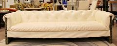 Mid-Century Modern Adrian Pearsall Brutalist Sofa White Vinyl Evans Era, 1960s