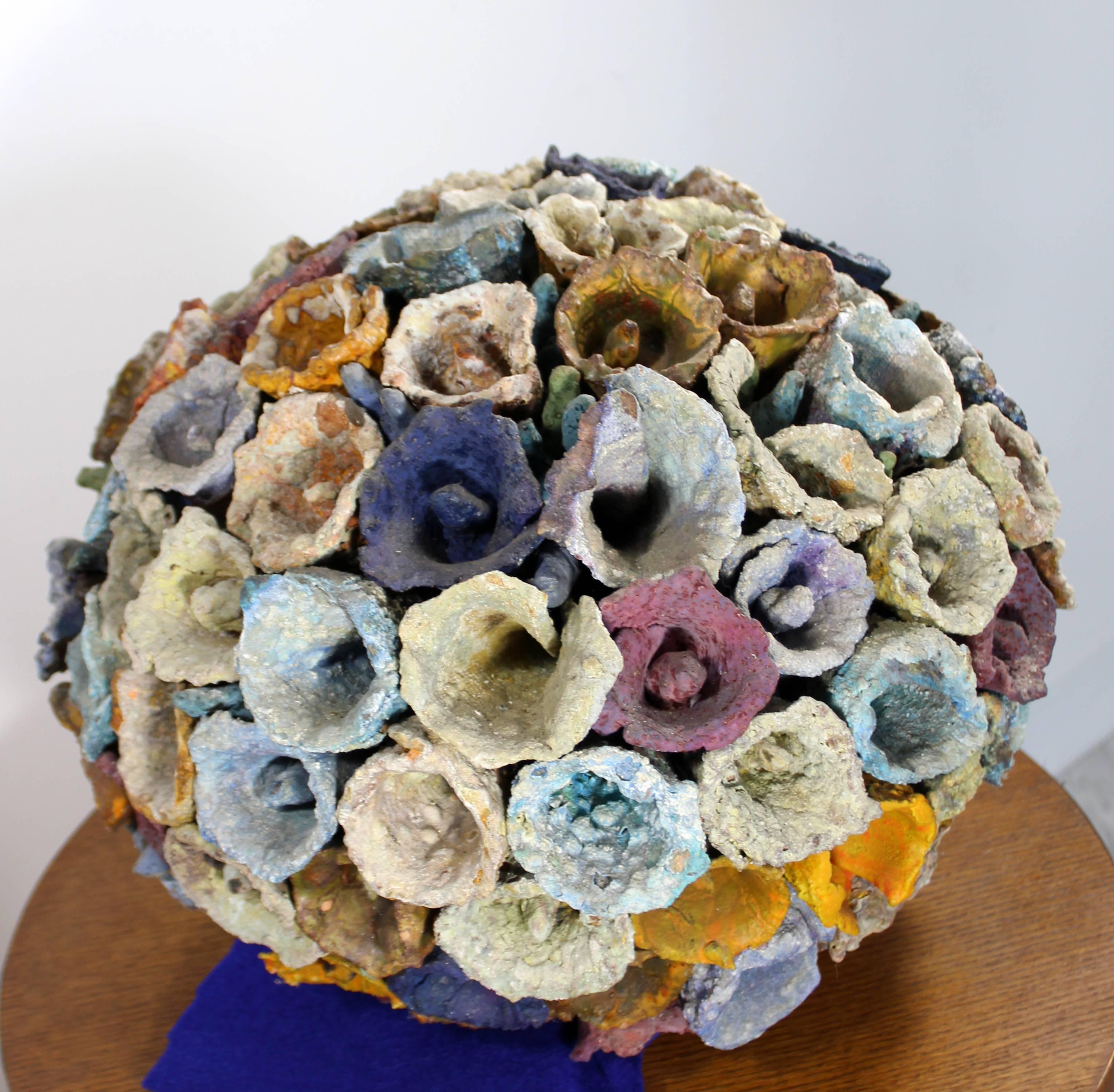 For your consideration is a beautiful, rough textured ceramic by noted Miami artist, Juanita May (1920-2013), circa 1980. A self-taught artist, May was a member and teacher at the Ceramic League of Miami. A 1963 appointment as visiting artist at the