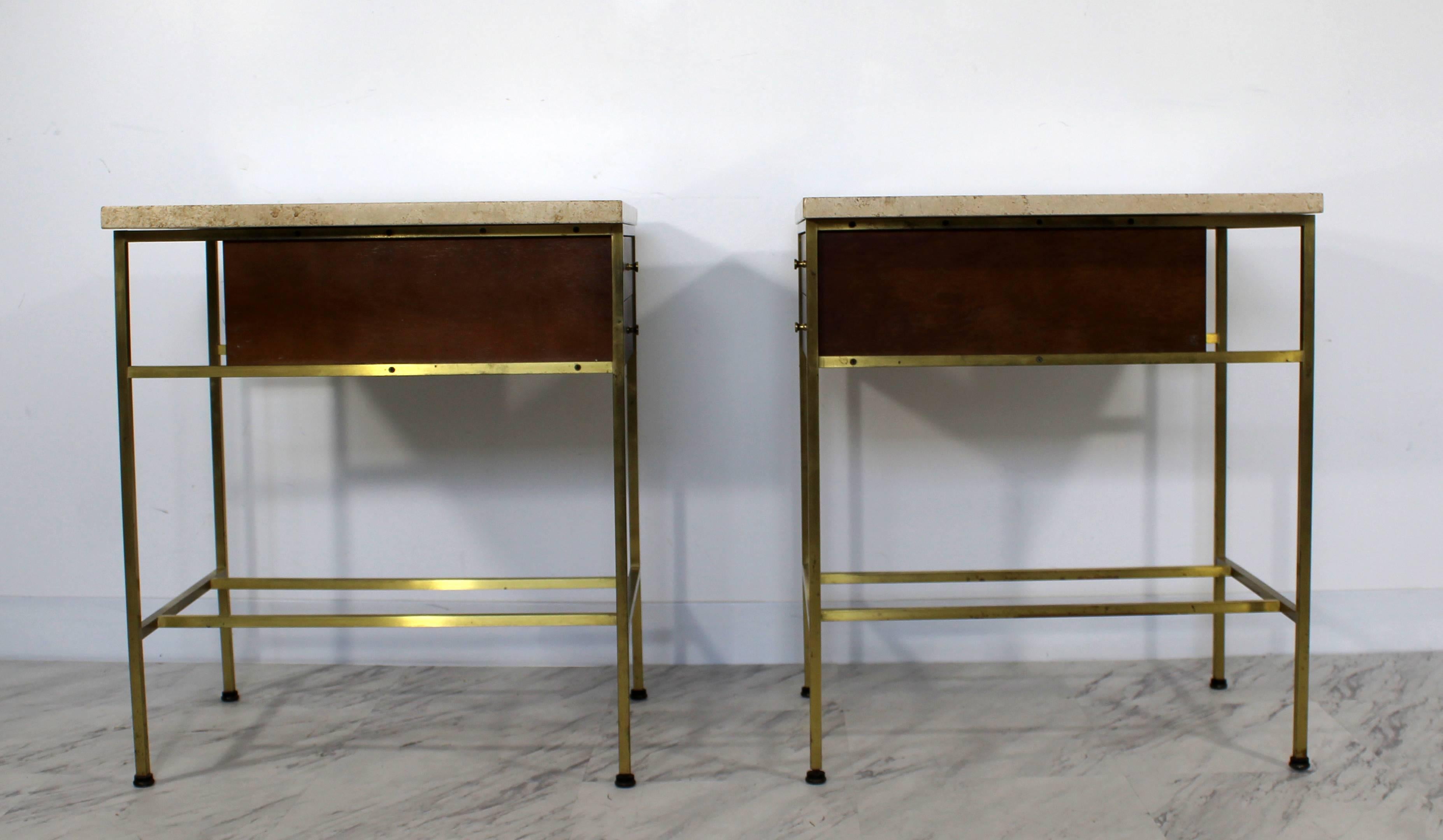 Brass Mid-Century Modern Paul McCobb for Calvin Pair of Nightstands Side End Tables
