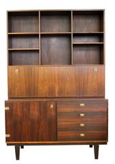 Mid-Century Modern Pair Peter Lovig Danish Rosewood Bookcase Secretary Credenza