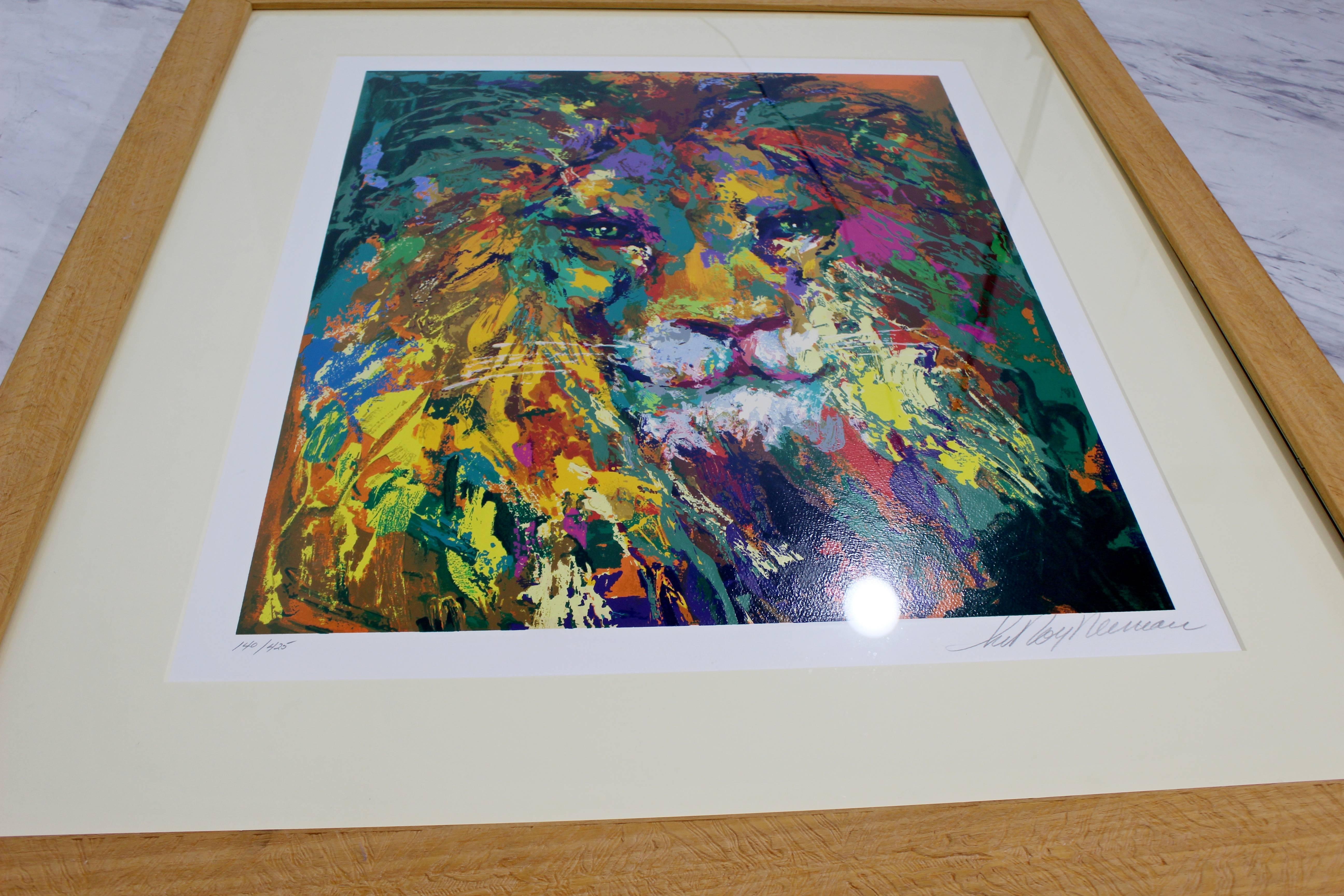 Mid-Century Modern Portrait of Lion Serigraph Signed Numbered by Leroy Neiman 1