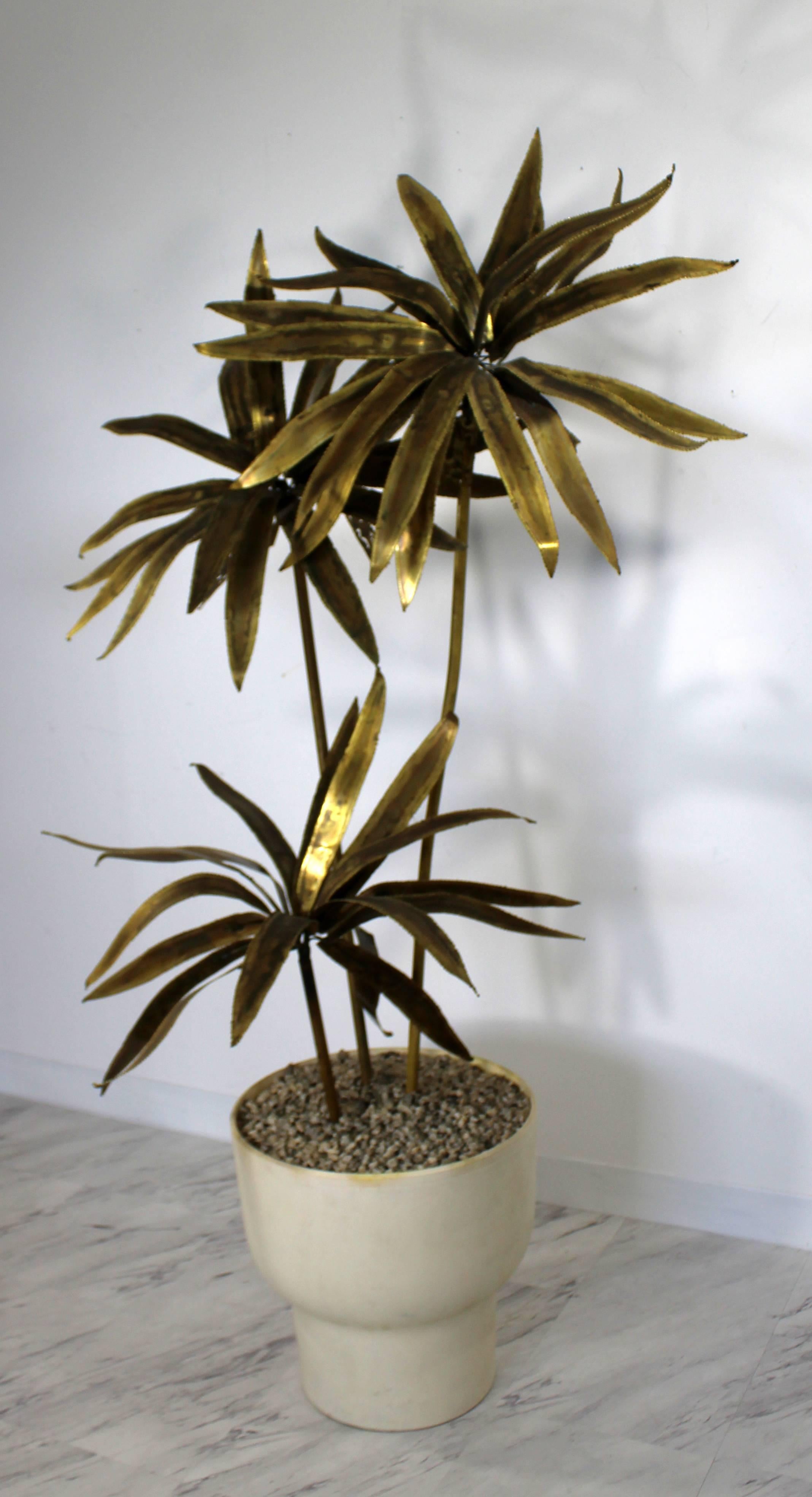 American Mid-Century Modern Brass Brutalist Palm Tree Floor Sculpture by Don Freedman
