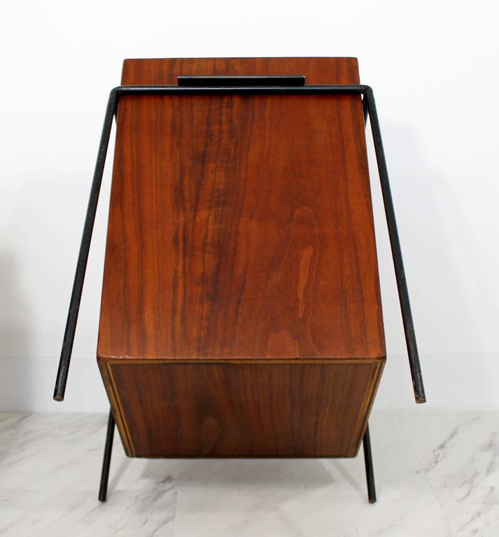 Mid-Century Modern Rare Alvin Lustig Suspended Walnut Iron Trash Can ...