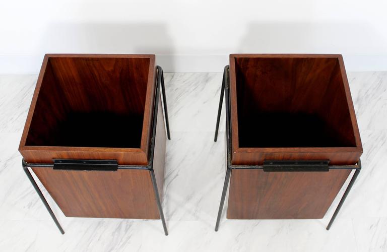 Mid-Century Modern Rare Alvin Lustig Suspended Walnut Iron Trash Can ...